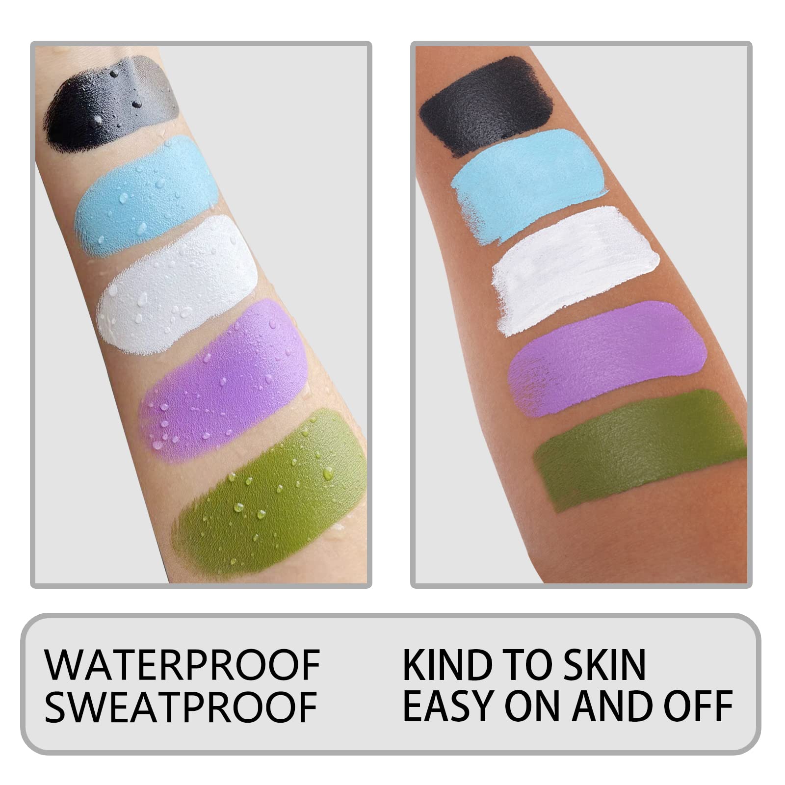 MEICOLY Clown White Face Body Paint Stick(1.06 Oz),Foundation Cream Makeup,Face Paint for Halloween Joker Zombie Vampire Skeleton Skull Special Effects Mime Makeup,White Eye Black Stick for Sports