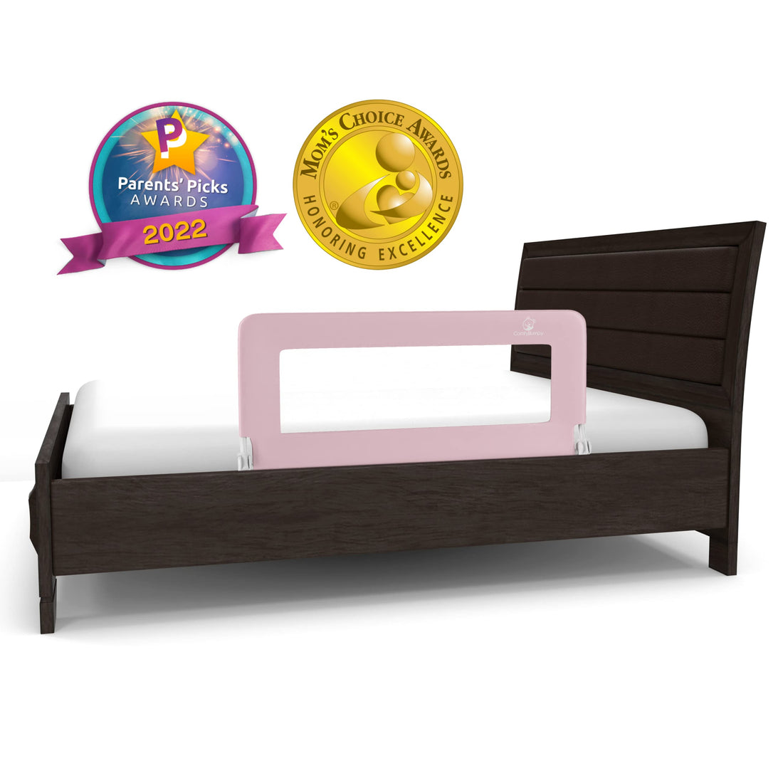 ComfyBumpy Bed Rail for Toddlers | Bed Rails for Kids, Twin, Full, Queen & King Size Bed - Adjustable Toddler Bed Rail Guard - Swing Down Baby Bed Side Rail - Pink, Regular (35.5 x 19.5), Pack of 1