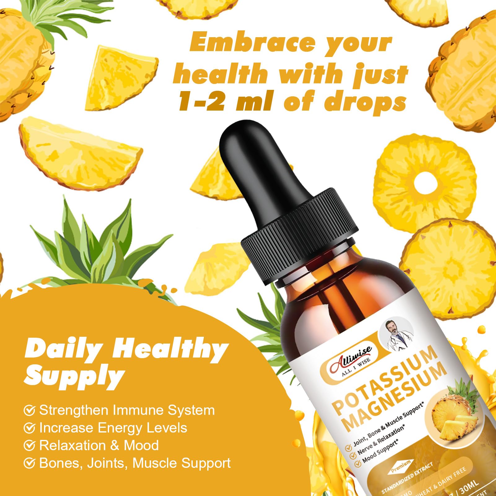 2 Pack Potassium Magnesium Supplement Liquid - High Absorption Calm Magnesium Complex 500mg & Potassium 99mg Plus Calcium, Vitamin D3, Zinc for Leg Cramps & Bone & Energy & Immune Support - 2 Fl oz