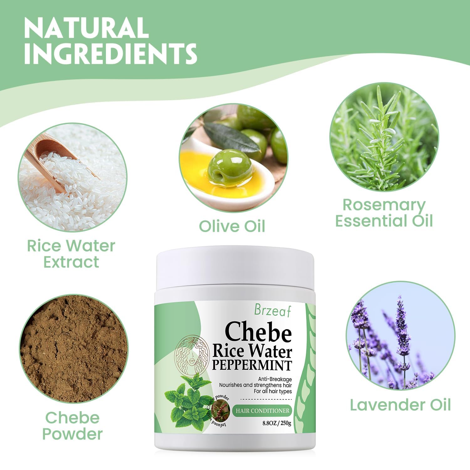 Brzeaf Vegan Leave-In Conditioner (8.8 OZ) - Promotes Hair Growth, Revives Dry & Damaged Hair for Women and Men, Deters Breakage