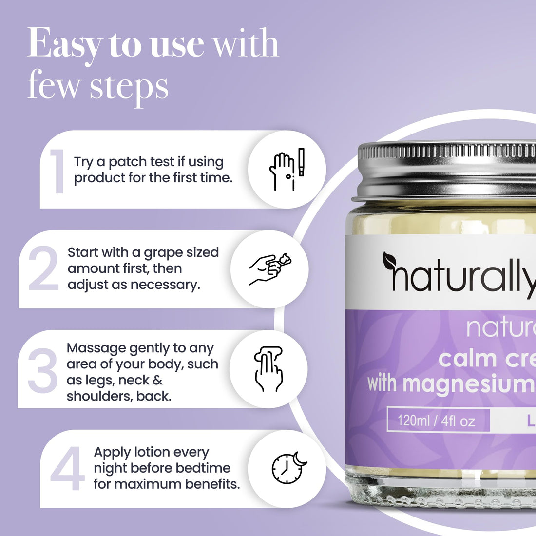 NaturallyMum - Magnesium Cream with Vitamin D3 [4 Fl Oz] - Magnesium and Vit D Lotion - Turmeric & Arnica Calm Cream - Magnesium and Vit D3 - Lavender