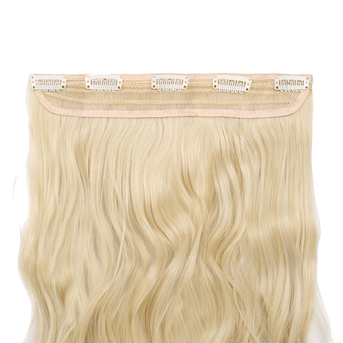 S-noilite Elegant 29(73cm) Longest Curly Bleach Blonde 3/4 Full Head One Piece 5 Clips Clip in Hair Extensions