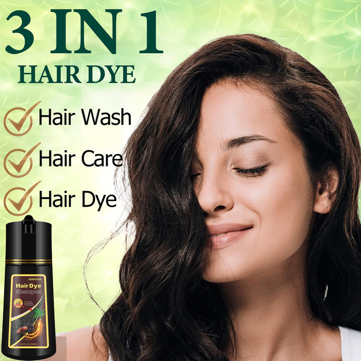 Instant Herbal Dye/Color Shampoo 3 in 1 for Gray Hair - for Women & Men, Natural, Easy to Use & Long Lasting Black Shampoo 500ml (Dark Coffee)