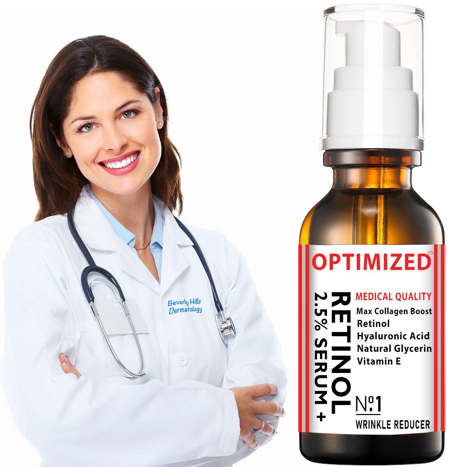 Retinol Serum 2.5% with Hyaluronic Acid, Glycerin, Vitamin E - Reduce Wrinkles, Fine Lines, Even Skin.