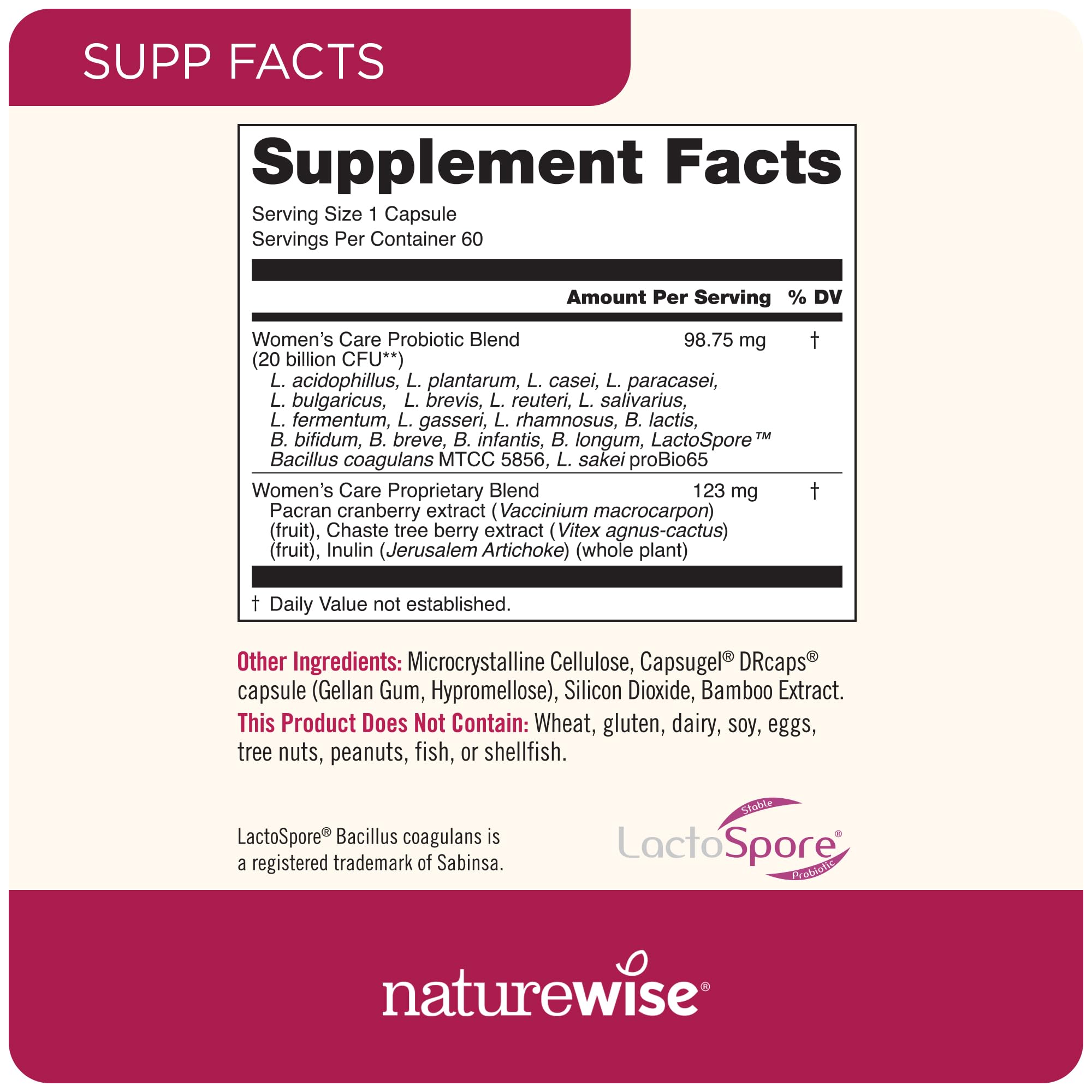 NatureWise Probiotics for Women - With Prebiotics and Cranberry - Vaginal, PH Balance, Digestive, Urinary Tract Support - 18 Unique Strains, 20 Billion CFU - 60 Capsules[2-Month Supply]