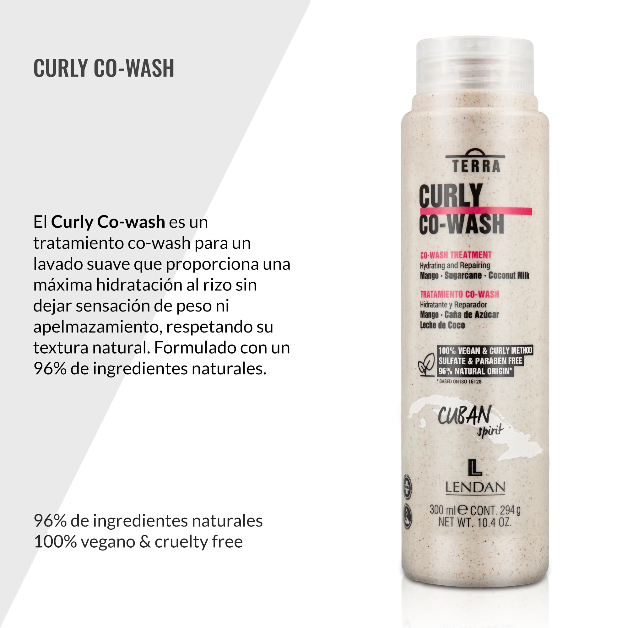 LENDAN - Curly Method Co-Wash - Terra Curly Co-Wash - 300 ml - Gentle Cleansing - Defined Curls Without Weighing Down - Deep Hair Hydration - Reduces Frizz