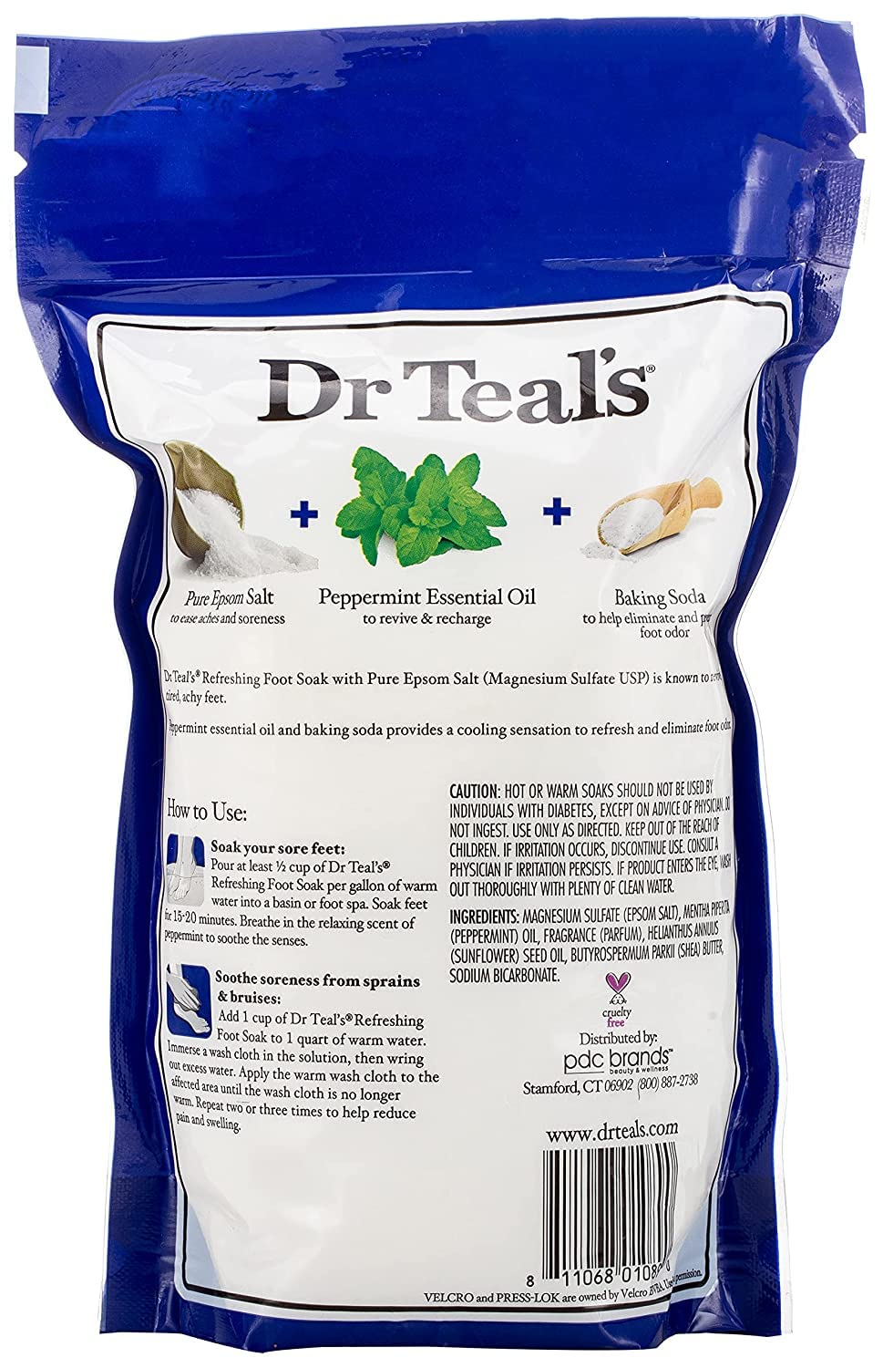 Dr. Teal's Pure Epsom Salt Foot Soak Solution Gift Set (2 Pack, 2lbs ea.) - Revitalize & Refresh with Cooling Peppermint - Essential Oils & Baking Soda Ease Aches & Pains and Eliminate & Prevent Odor