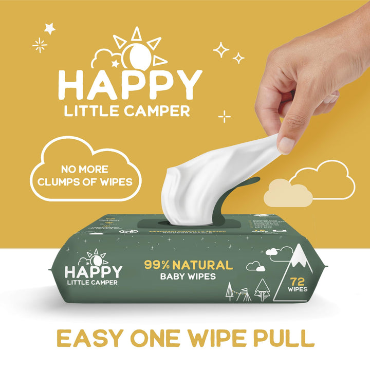 Happy Little Camper Flushable Baby Wipes with Organic Aloe, Septic Safe, 50 Count