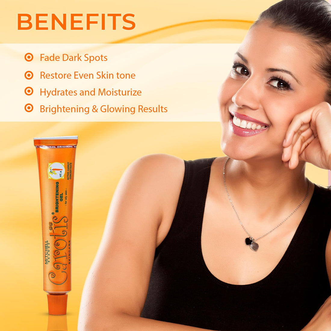 CAROTÏS Brightening Gel | 30g / 1 fl oz | Fade Dark Spots on: Face Armpit, Body Knees, Feet, Hands, & Even Out Skin Tone | with Carrot Oil and Alpha Arbutin, For