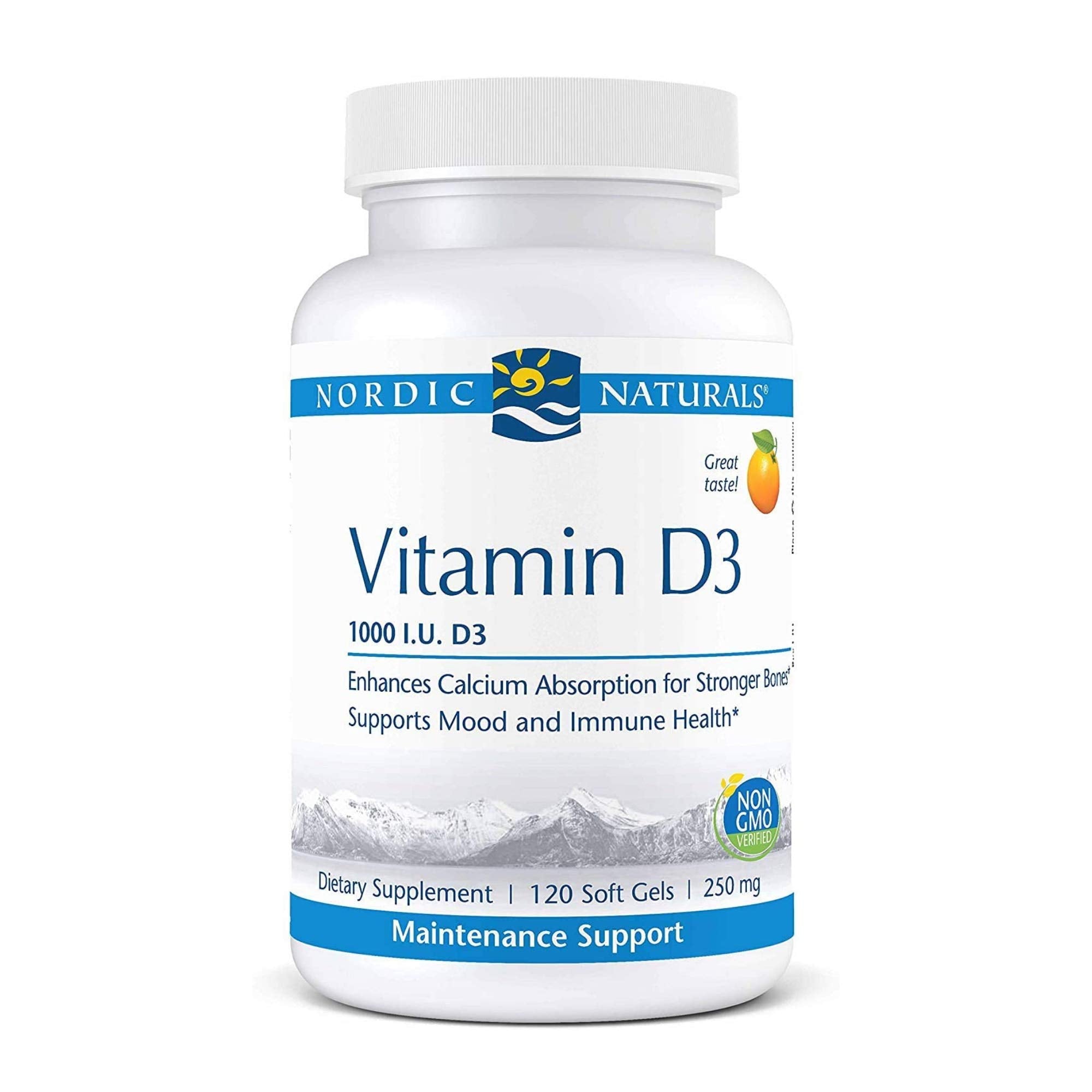 Nordic Naturals Pro Vitamin D3 1000, Orange - 120 Mini Soft Gels - 1000 IU Vitamin D3 - Supports Healthy Bones, Mood & Immune System Function - Non-GMO - 120 Servings