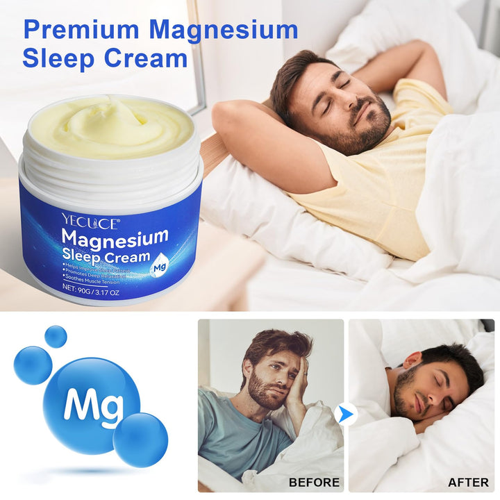 Qxmlucky Magnesium Cream for Sleep - Topical Magnesium Oil for Feet, Pure Premium Magnesium Lotion for Body with Vitamin E and Almond Oil for Muscle Soreness, 2pcs