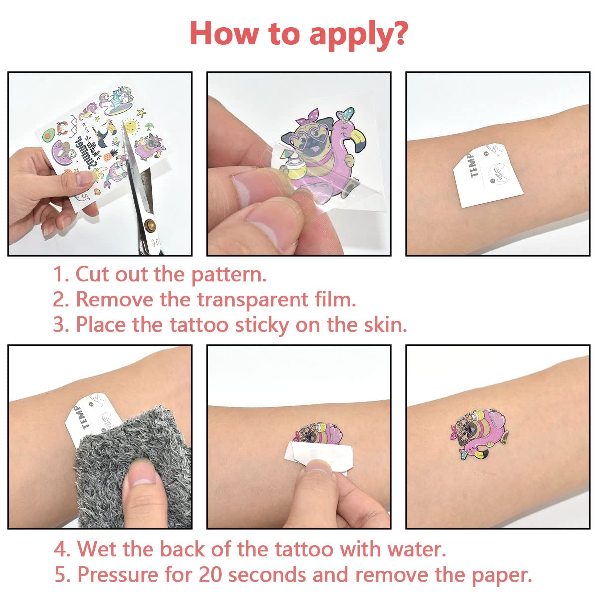 10 Sheets Hawaiian Temporary Tattoos Waterproof Hawaiian Themed Sticker with Palm Tree Pineapple Tropical Beach Party Supplies Summer Party Favors for Birthday Party Summer Decoration