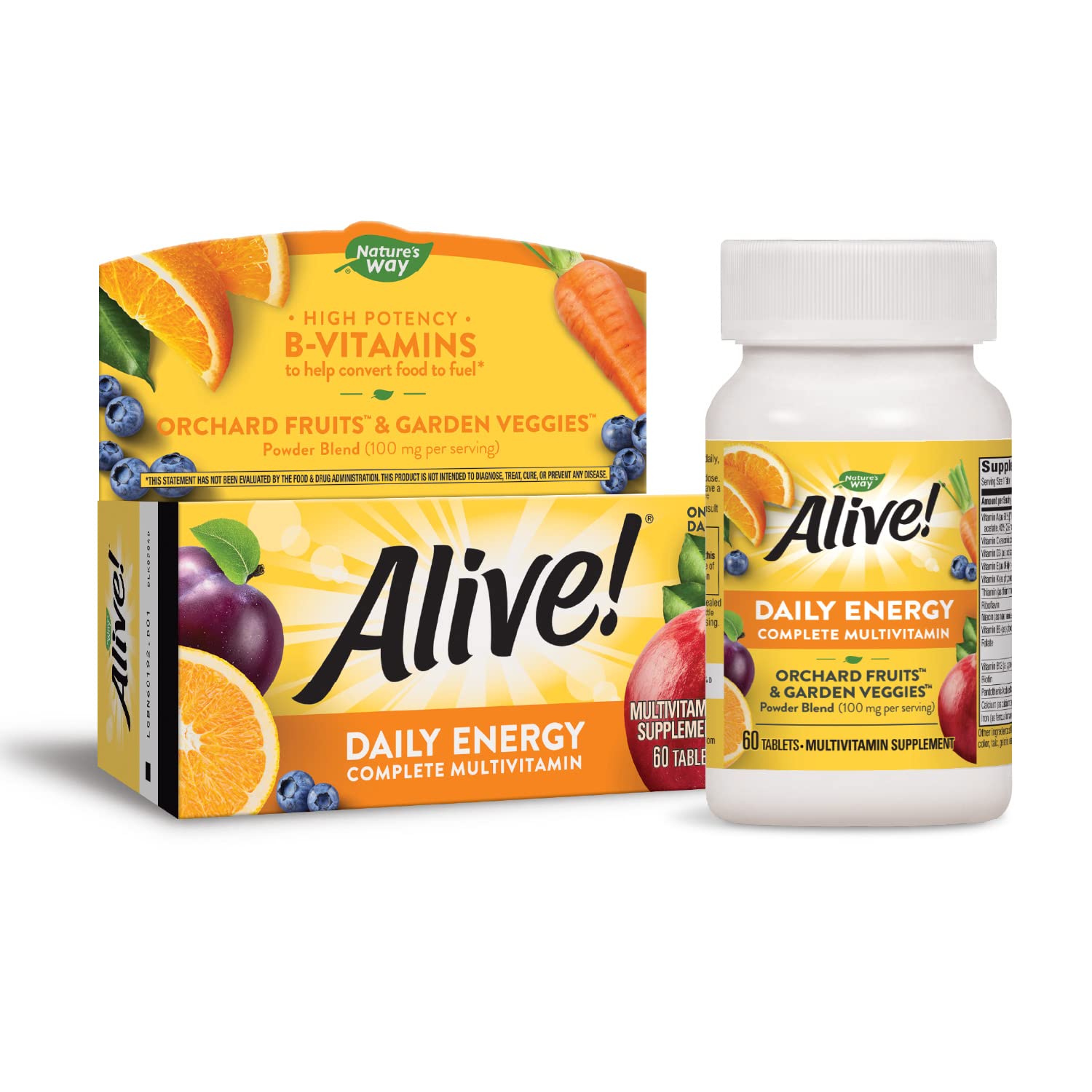 Nature’s Way Alive! Daily Energy Multivitamin 22 Vitamins and Minerals 60 Tablets - (Pack of 2)