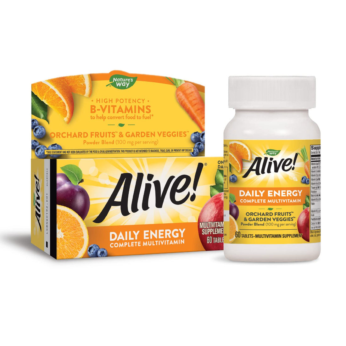 Nature’s Way Alive! Daily Energy Multivitamin 22 Vitamins and Minerals 60 Tablets - (Pack of 2)