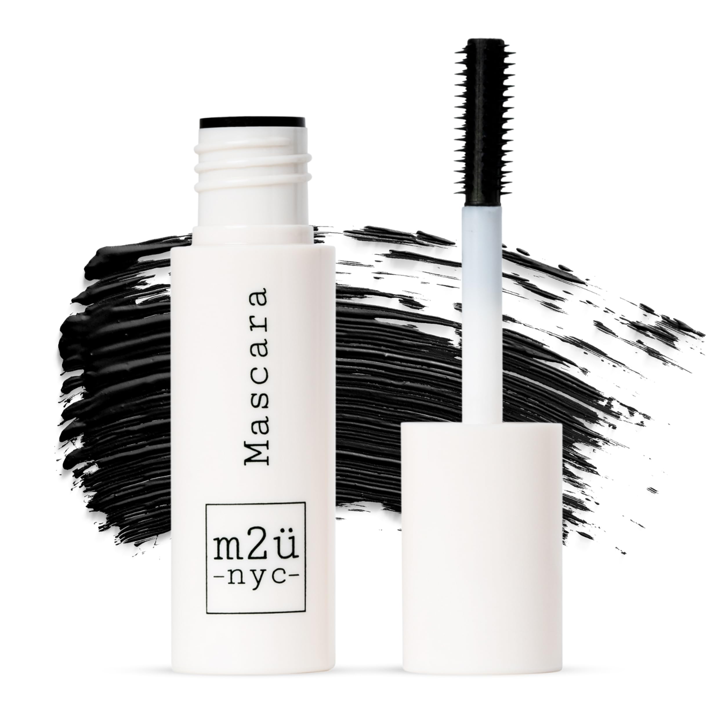 M2U NYC Black Mini Tubing Mascara (0.06 oz.) – Made with Tubing Technology for Lash Extension Effect – Clump-Free & Smudge-Proof Lengthening Mini Mascara for All Day Wear, Safe for Sensitive Eyes