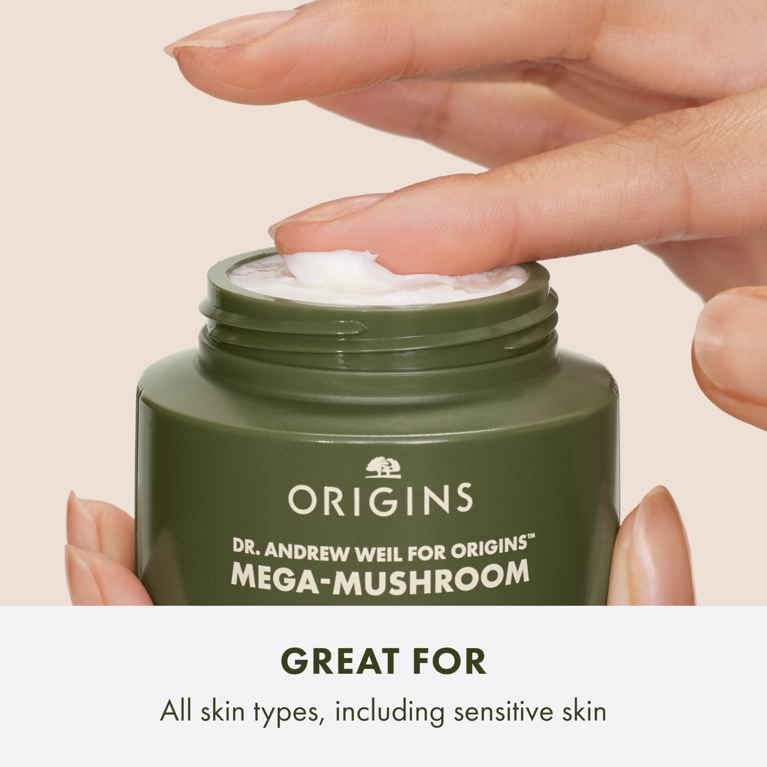 Origins Mega-Mushroom Soothing Cream | Visibly Soothes Skin | With Reishi Mushroom, 1.7 Fl Oz