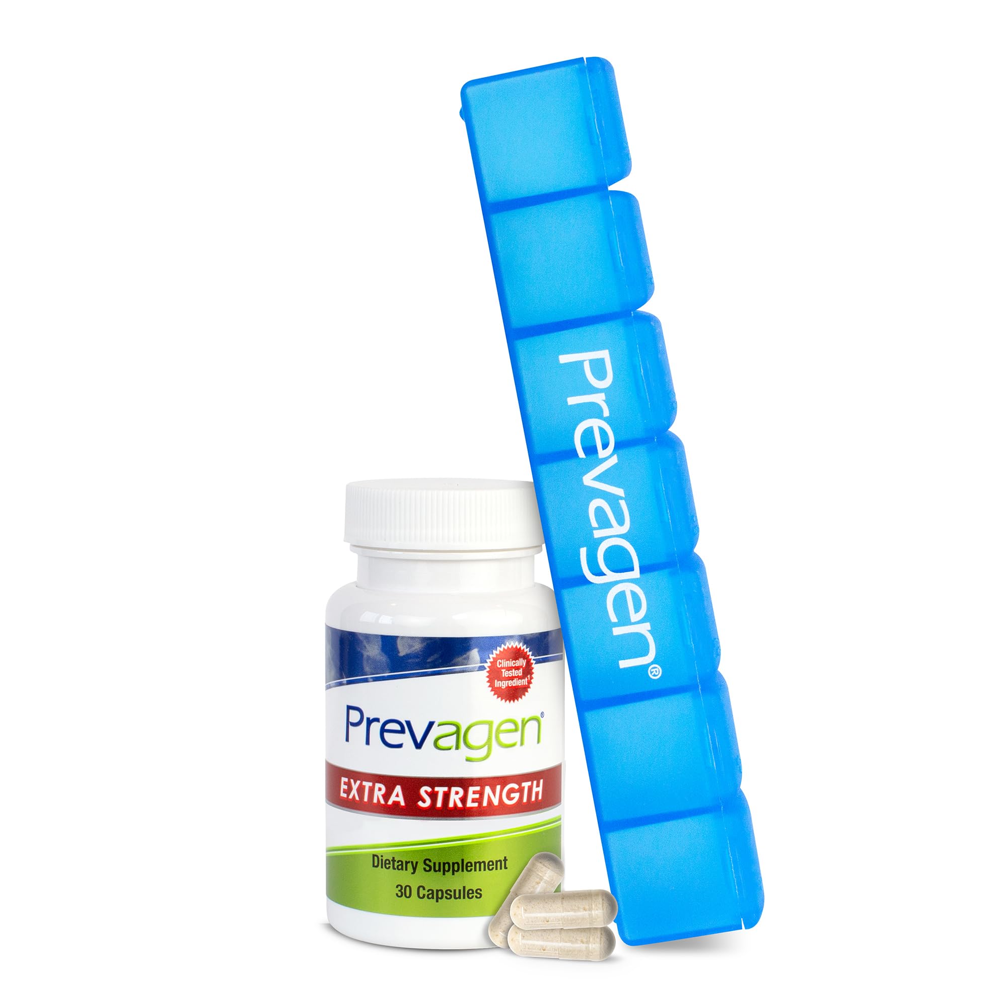 Prevagen Extra Strength 20mg, 30 Capsules, with Apoaequorin & Vitamin D and 7-Day Pill Minder