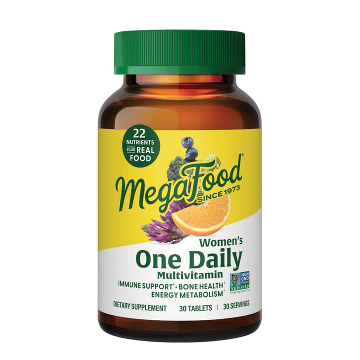MegaFood Womens Multivitamin One Daily - Multivitamin for Women - Vitamin C, Vitamin D, Iron & B Vitamins - Bone, Energy Metabolism & Immune Support - Vegetarian, GlutenFree - 30 Tablets, 30 Servings