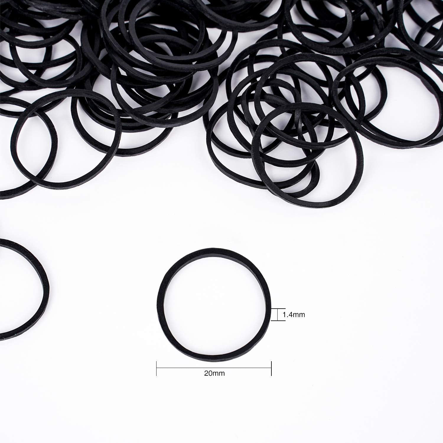 HOYOLS 3/4” Inches Black Hair Rubber Bands for Hair Ties Small Elastics Bands Large Hair Braiding Ponytail Holders for Baby Toddler Girls Kids Thick Hair Mini Bands No Damage 600pcs (M) Latex-Free