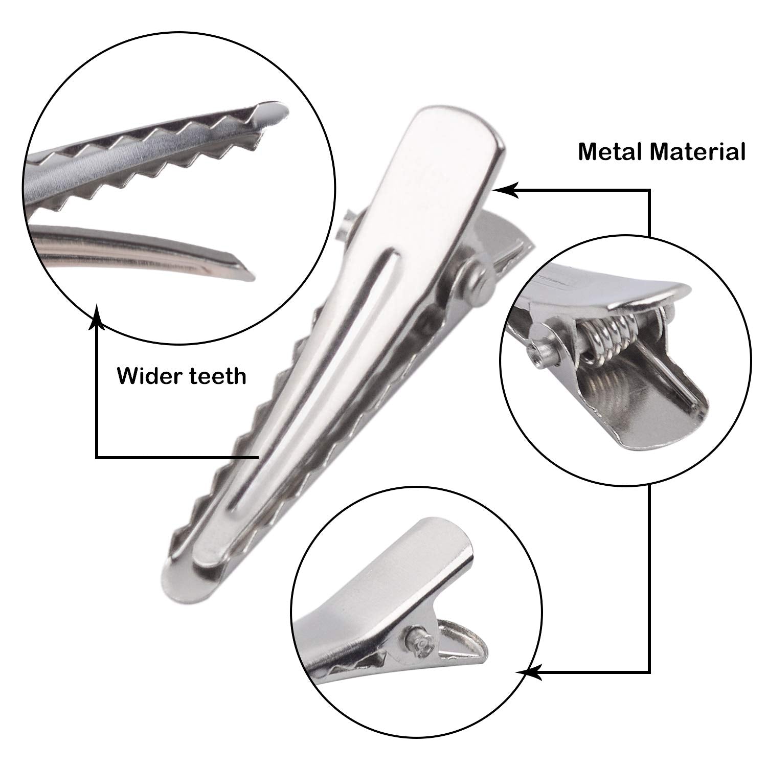 Alligator Hair Clips, 100 Pieces Silver Metal Alligator Hair Pins Teeth Bows Crocodile Hair Clips Holders Accessories for Hair Care, Arts & Crafts Projects, 30MM