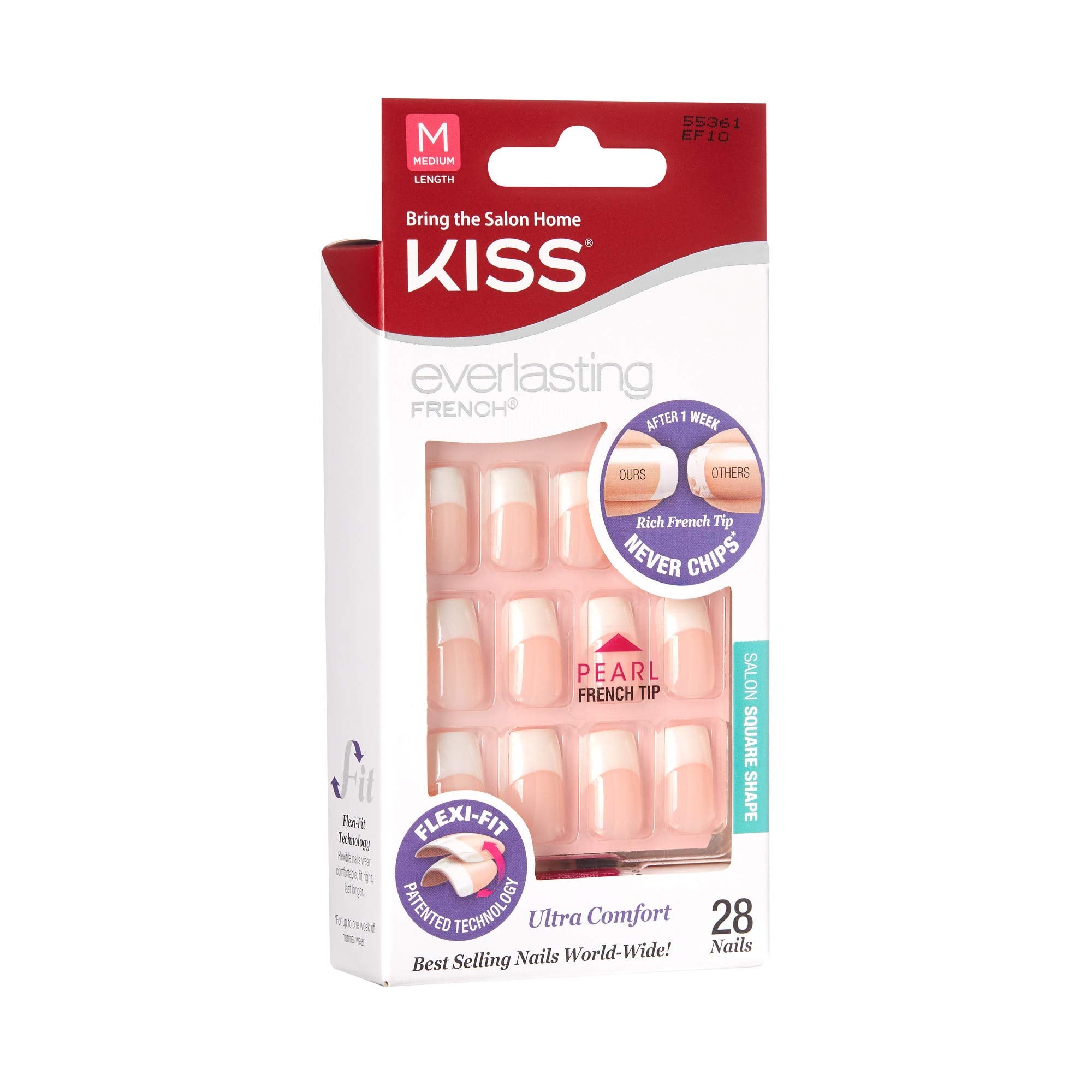 Kiss Everlasting French Nail Kit Medium Pearl Tip 28 Nails (2 Pack)
