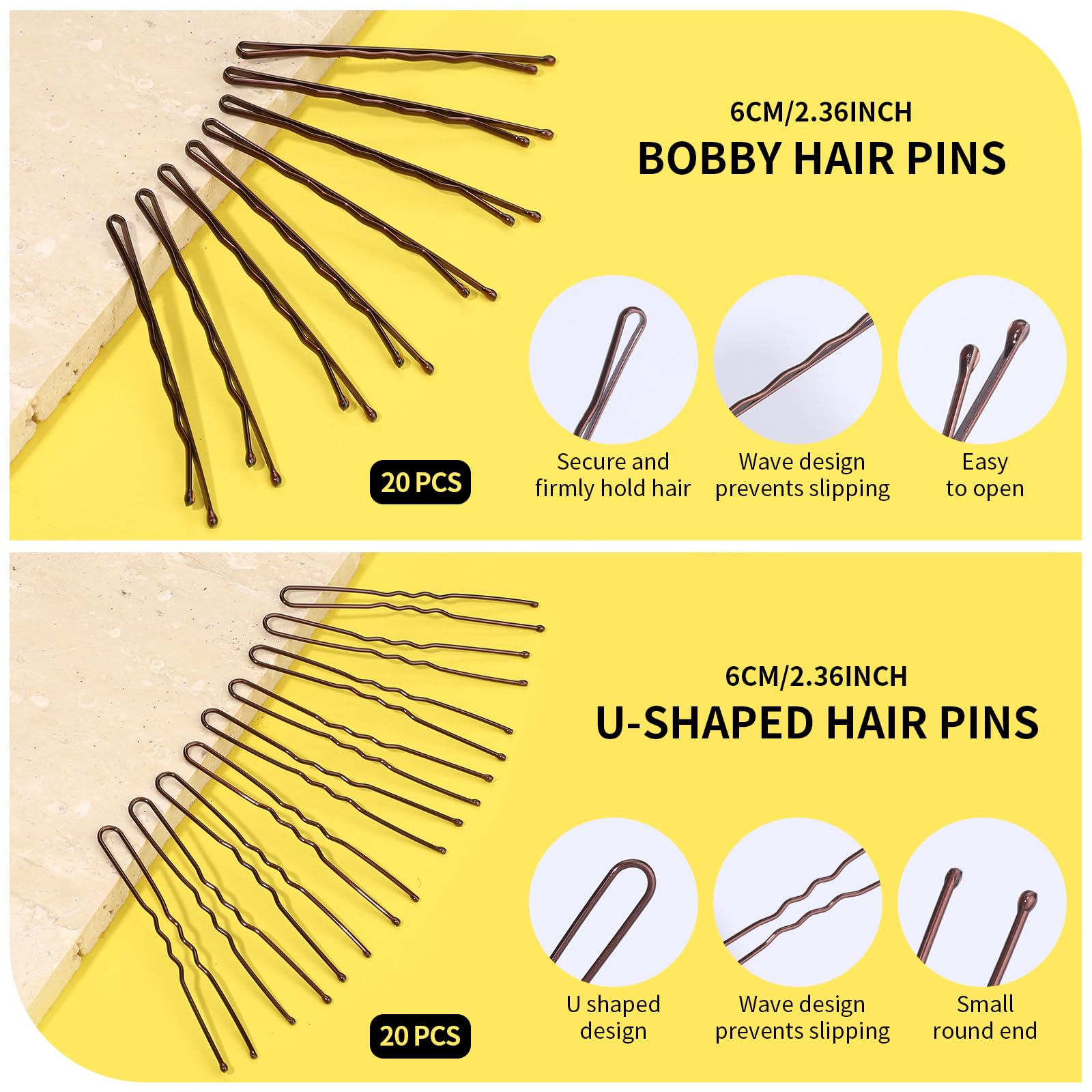 Teenitor 25pcs Mesh Invisible Hair Nets and 20pcs U-shaped Hair Pins, 20 Bobby Pins, 5 Elastic Hair Bands, Ballet Bun Maker and Dance Competitions Hair Styling Tools with Storage Box