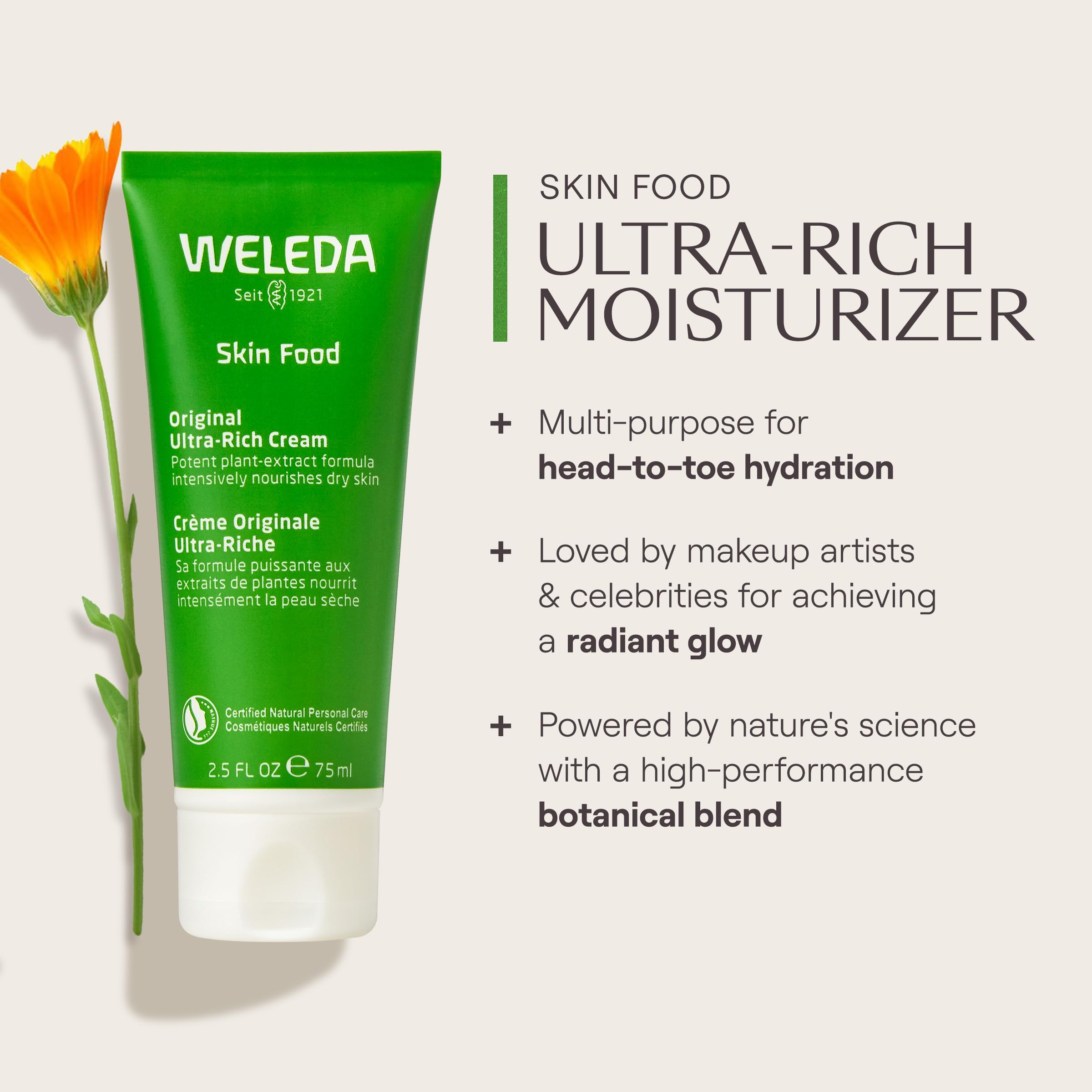 Weleda Skin Food Original Ultra-Rich Body Cream, 1 Fluid Ounce, Plant Rich Moisturizer with Pansy, Chamomile and Calendula