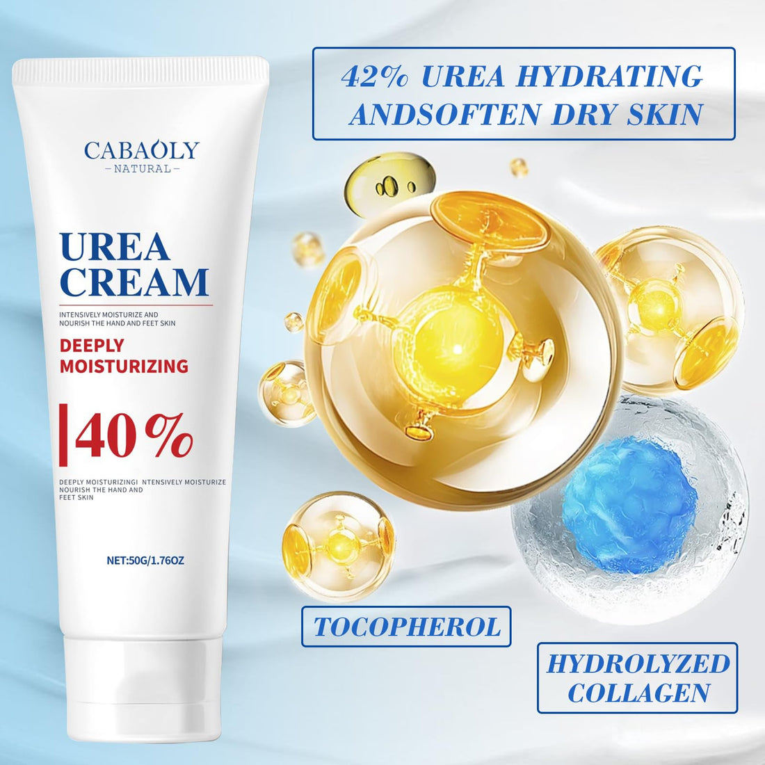 CABAOLY Urea Cream 40% is suitable for the repair and care of dry and cracked feet, heels, knees, elbows and hands. Portable hand cream with moisturizing properties