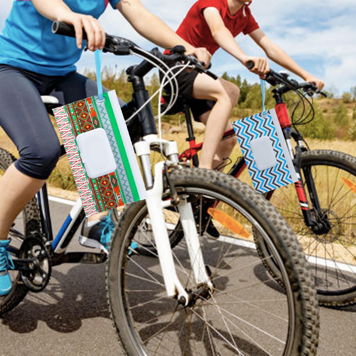 FAREVER Baby Wipe Dispenser, 4 Pack Portable Refillable Wipe Holder, Reusable Lightweight Wipes Container Case Holder for Travel Wet Wipe Pouch,Geometric