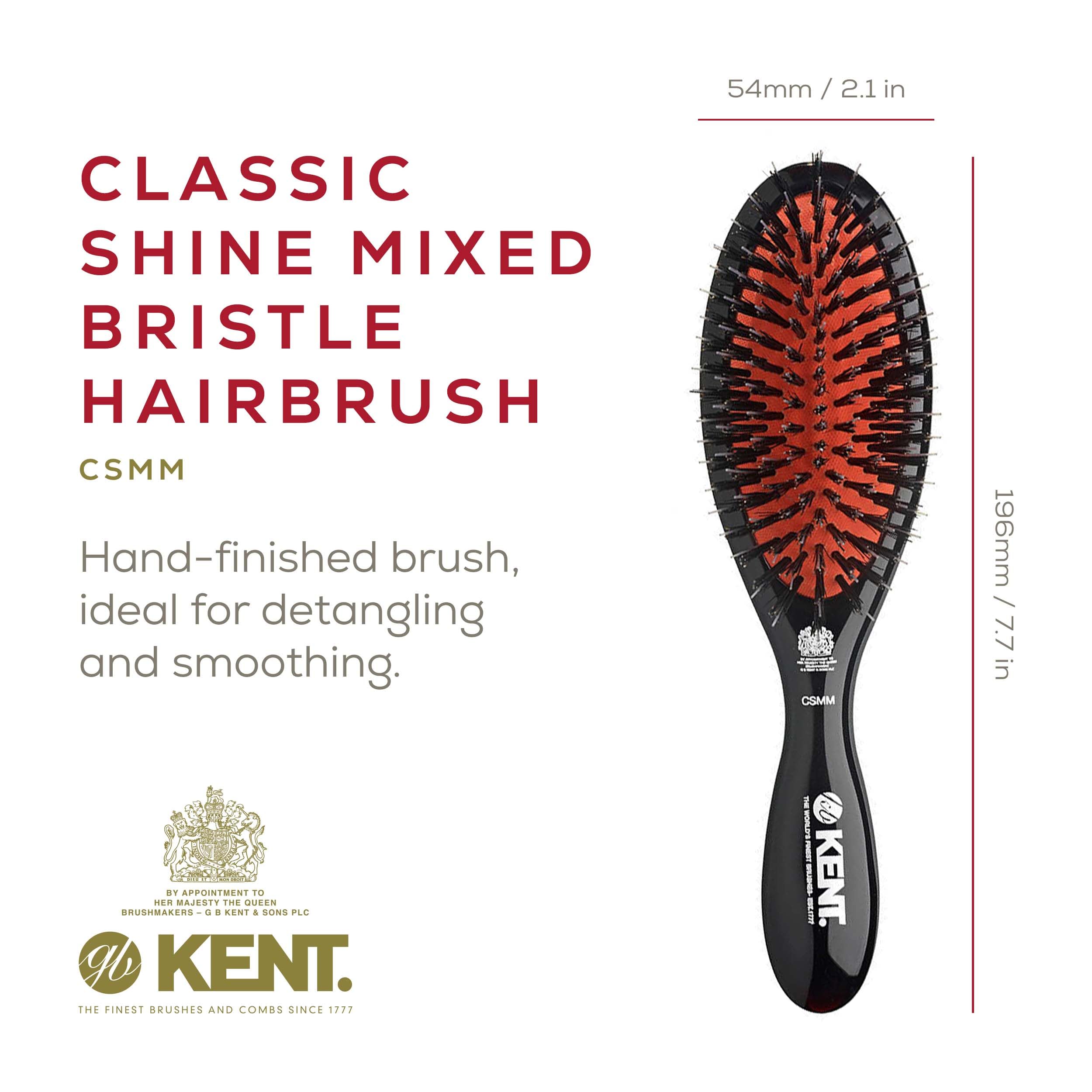 Kent CSMM Ruby Pure Black Natural Bristle Medium Dressing & Styling Premium Brush