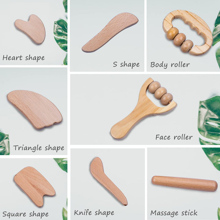 Allshow Wood Facial Therapy Kit, 8 Pcs Maderoterapia Facial Kit, Wood Therapy Set for Face and Body, Wooden Face Sculpting Set- Aging Wrinkles, Puffiness Facial Skin Massager