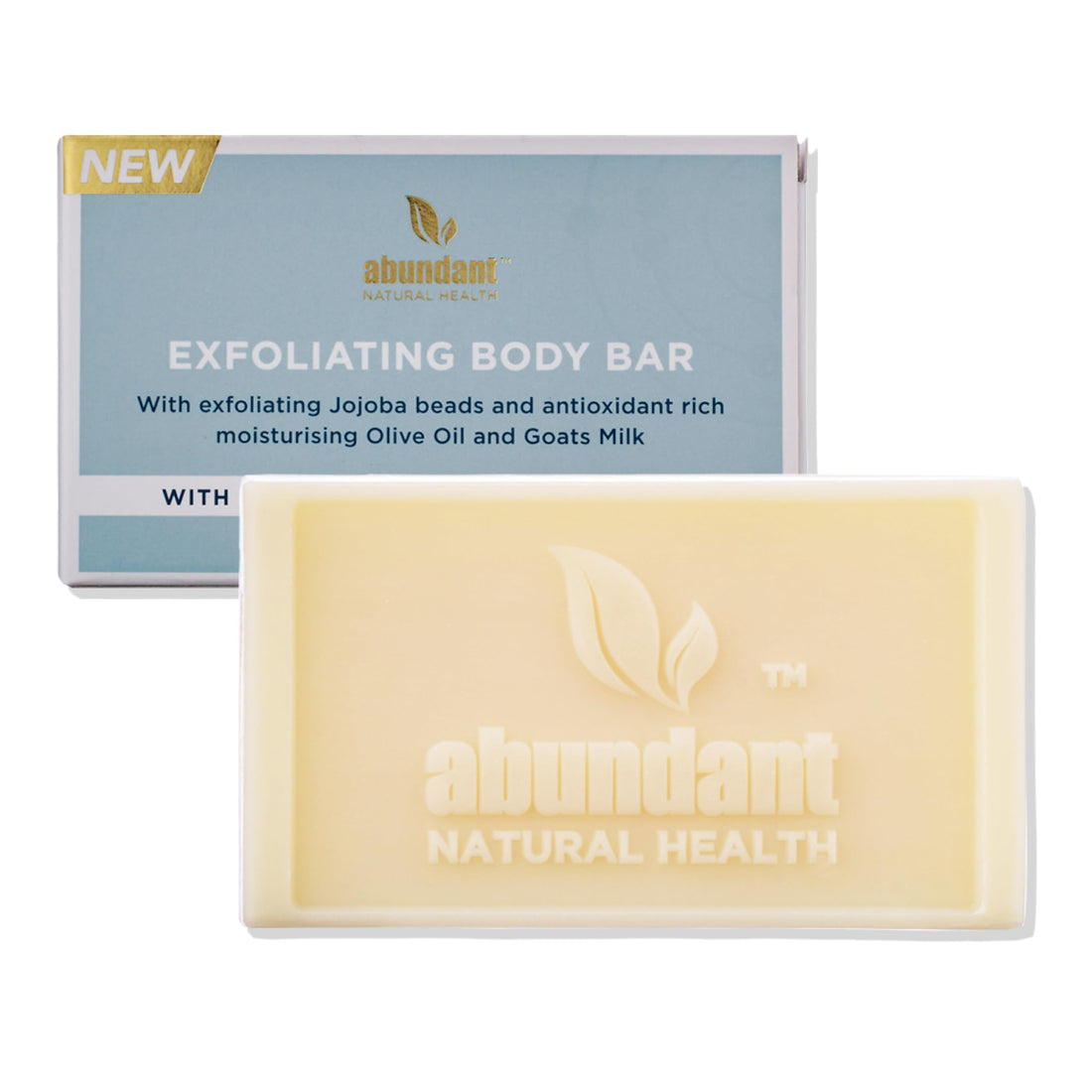 Abundant Natural Health Magnesium Exfoliating Body Bar Enriched With Goat’s Milk and Olive Oil to Soothe and Hydrate Skin, Gentle Exfoliator, 90g