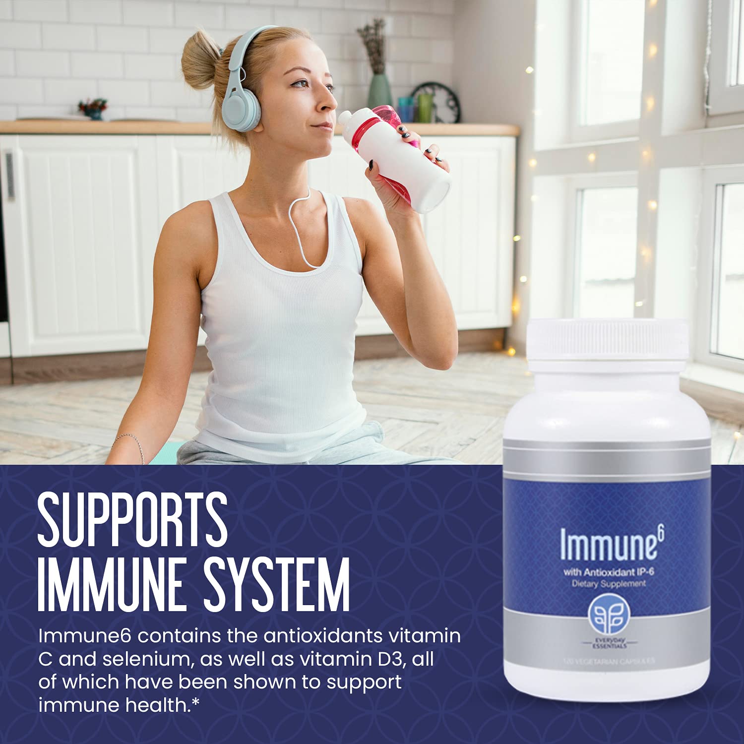 PURE Immune6 120 Capsules - Immune Support Supplement with Antioxidant Inositol Hexaphosphate IP6, Selenium Supplement + Iron with Vitamin C and D3. Boost Immunity with Our Multi Vitamin.