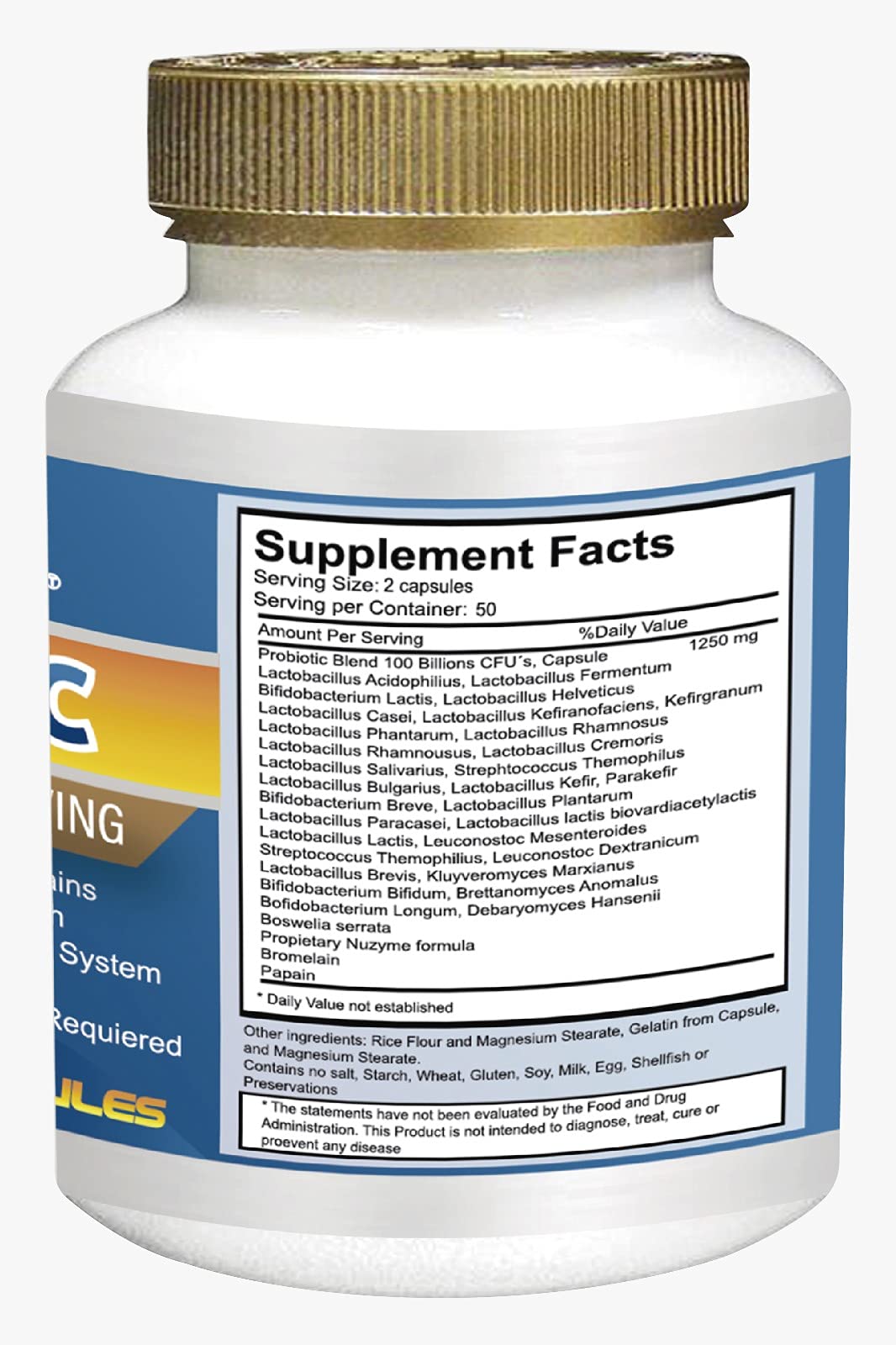 VITAMISAN Probiotics for Women, Probiotics for Men and Adults, Natural, Shelf Stable Probiotic Probiotic Supplement with Organic Prebiotic, Acidophilus Probiotic 100 caps