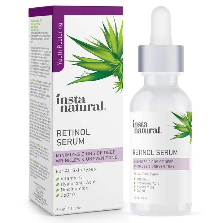 InstaNatural Retinol Serum for Face with Niacinamide, Vitamin C, and Hyaluronic Acid, Anti Aging for Firmer Skin, Lines & Wrinkles & Brightening Serum