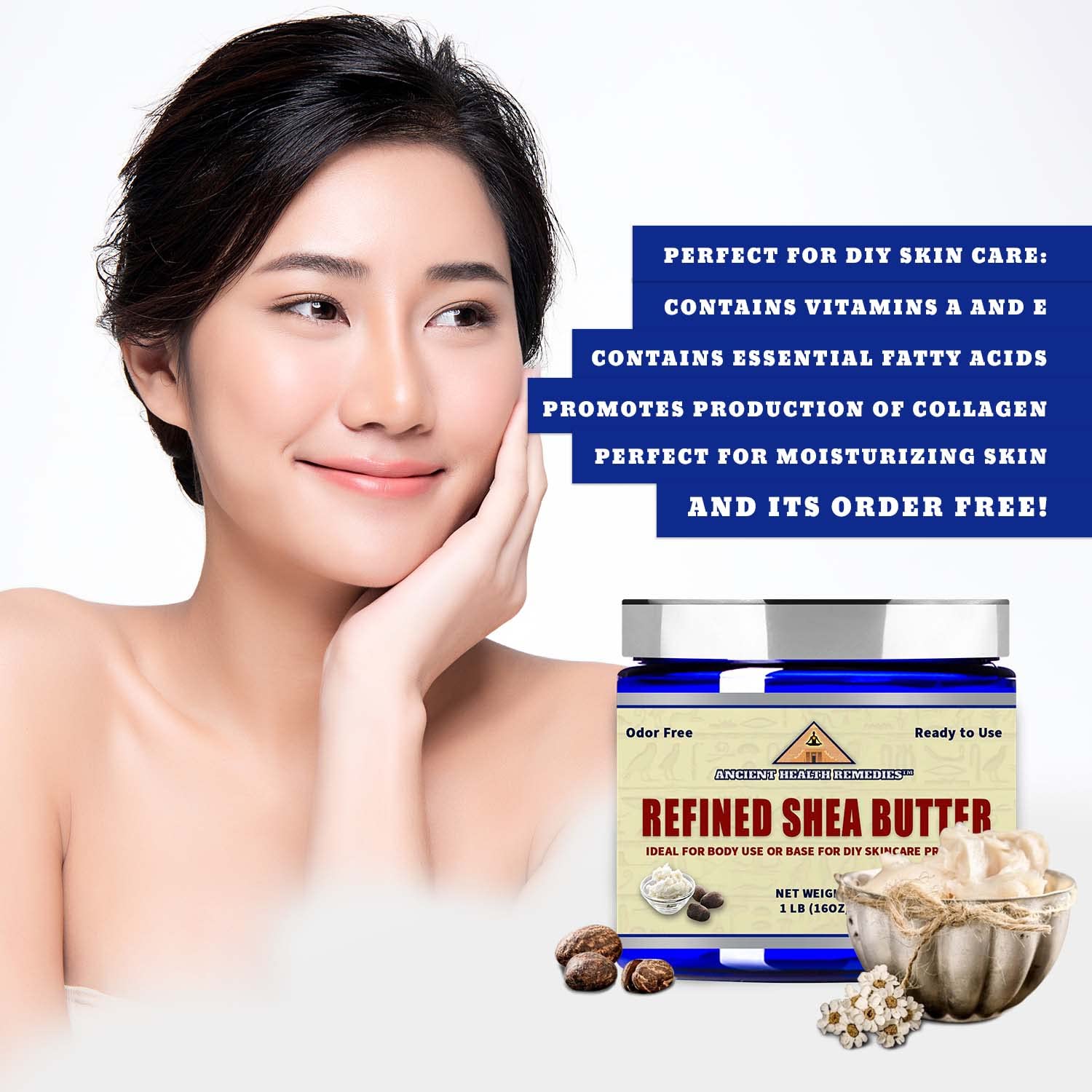 Naturally Refined AFRICAN IVORY WHITE SHEA BUTTER BLOCKS/JAR UNSCENTED Bulk Size for Anti Aging, Dry Skin, DIY Body Butter Recipes Base for Skincare, Babycare and DIY Soap Making Projects. (16 oz.)