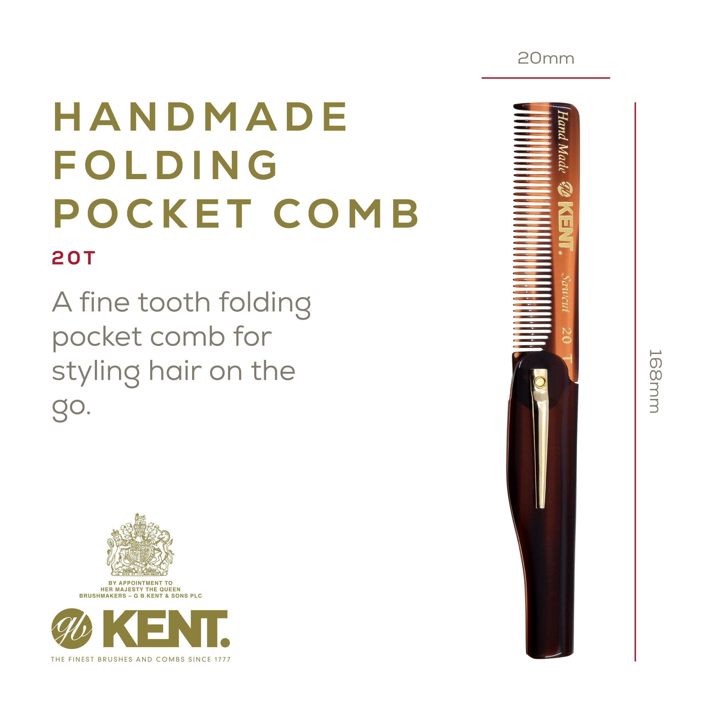 Kent 81T Beard and Moustache Comb + 20T Folding Pocket Comb with Clip by Kent