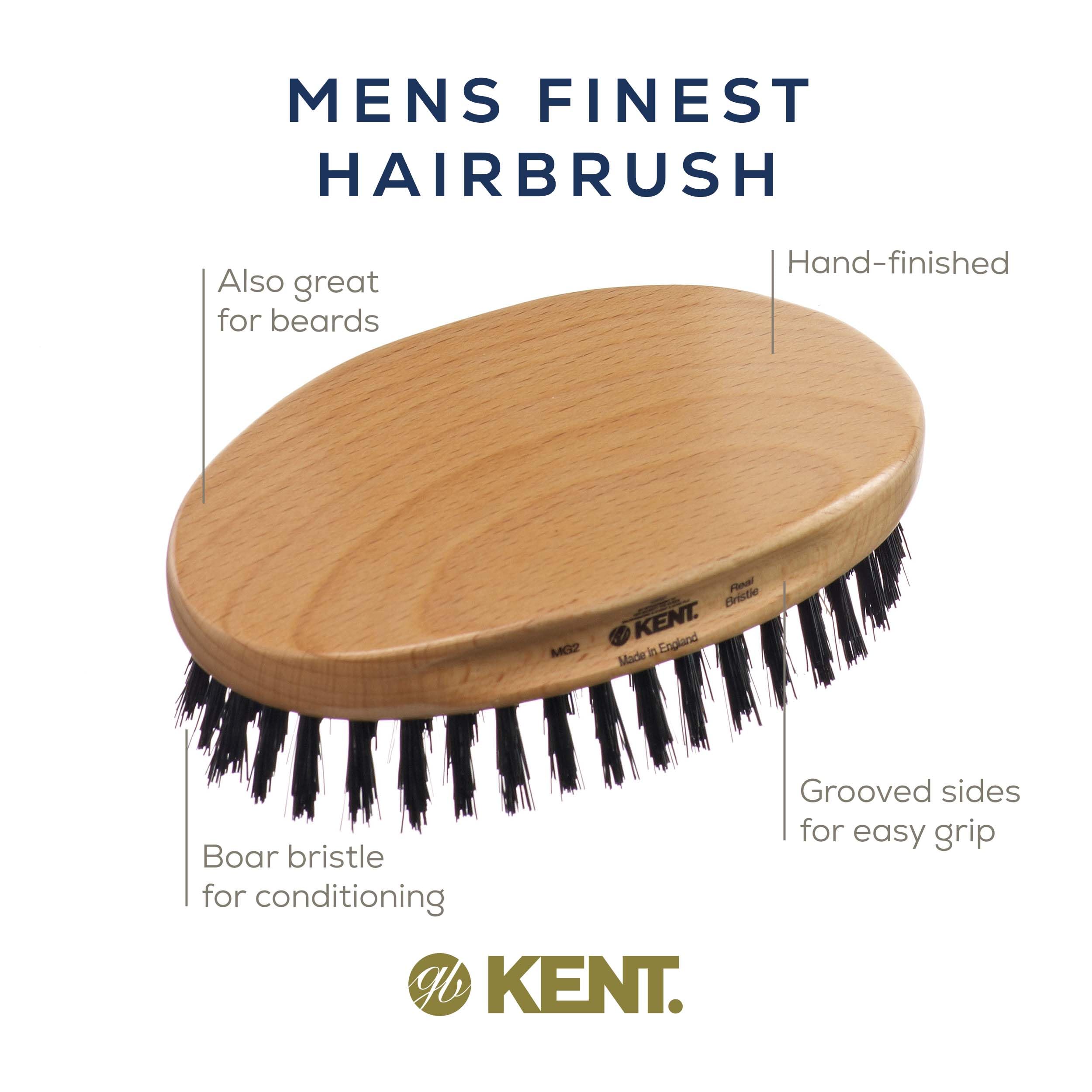 Kent Mg2 Oval Beechwood Black Pure Bristle Luxury Military Brush For Fine & Thinning Hair