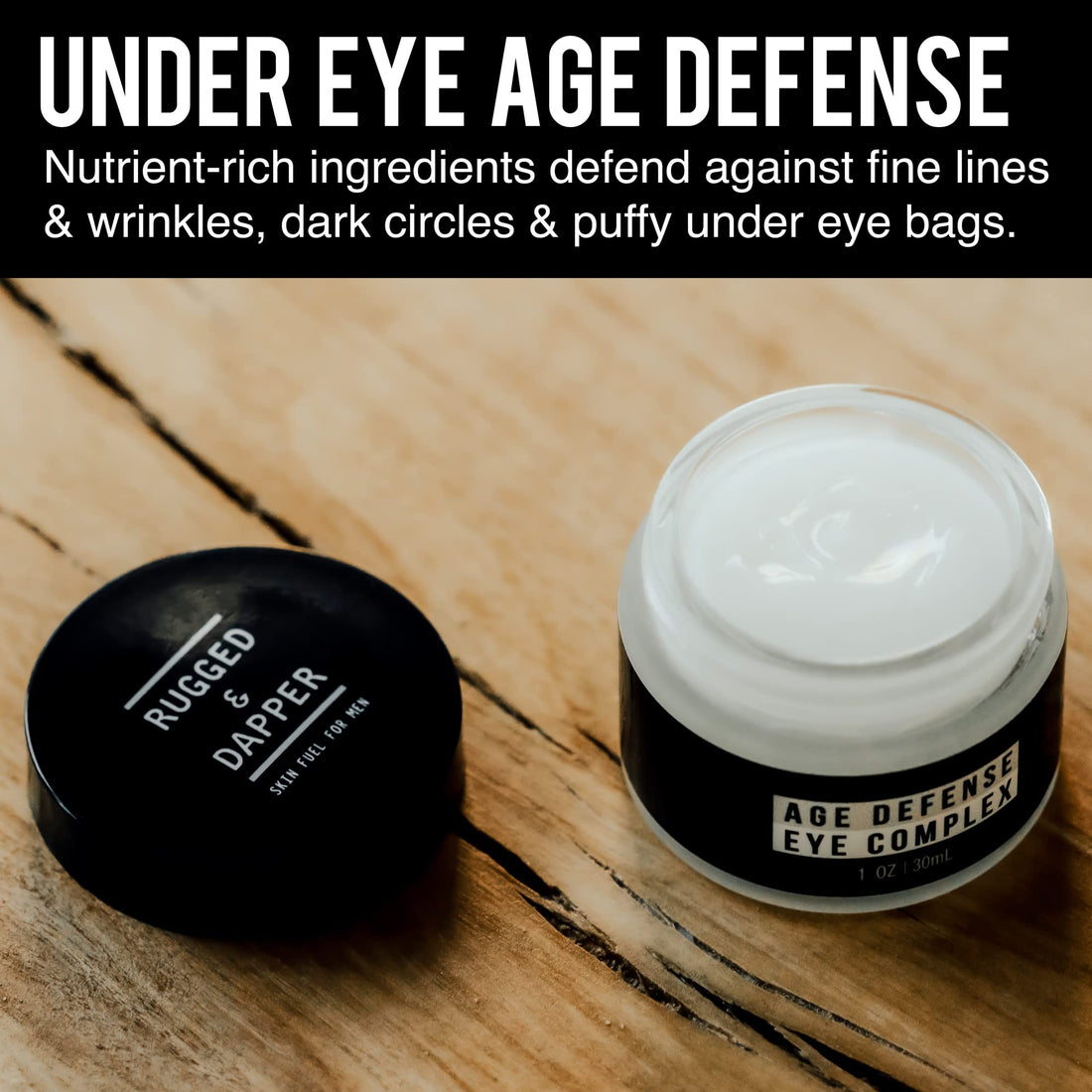 RUGGED & DAPPER - Eye Cream for Men - 1 oz - Powerful Anti Aging Gel Complex - Combats Wrinkles, Dark Circles & Visible Fatigue - Advanced Natural & Organic Ingredients Revives & Defends Entire Face