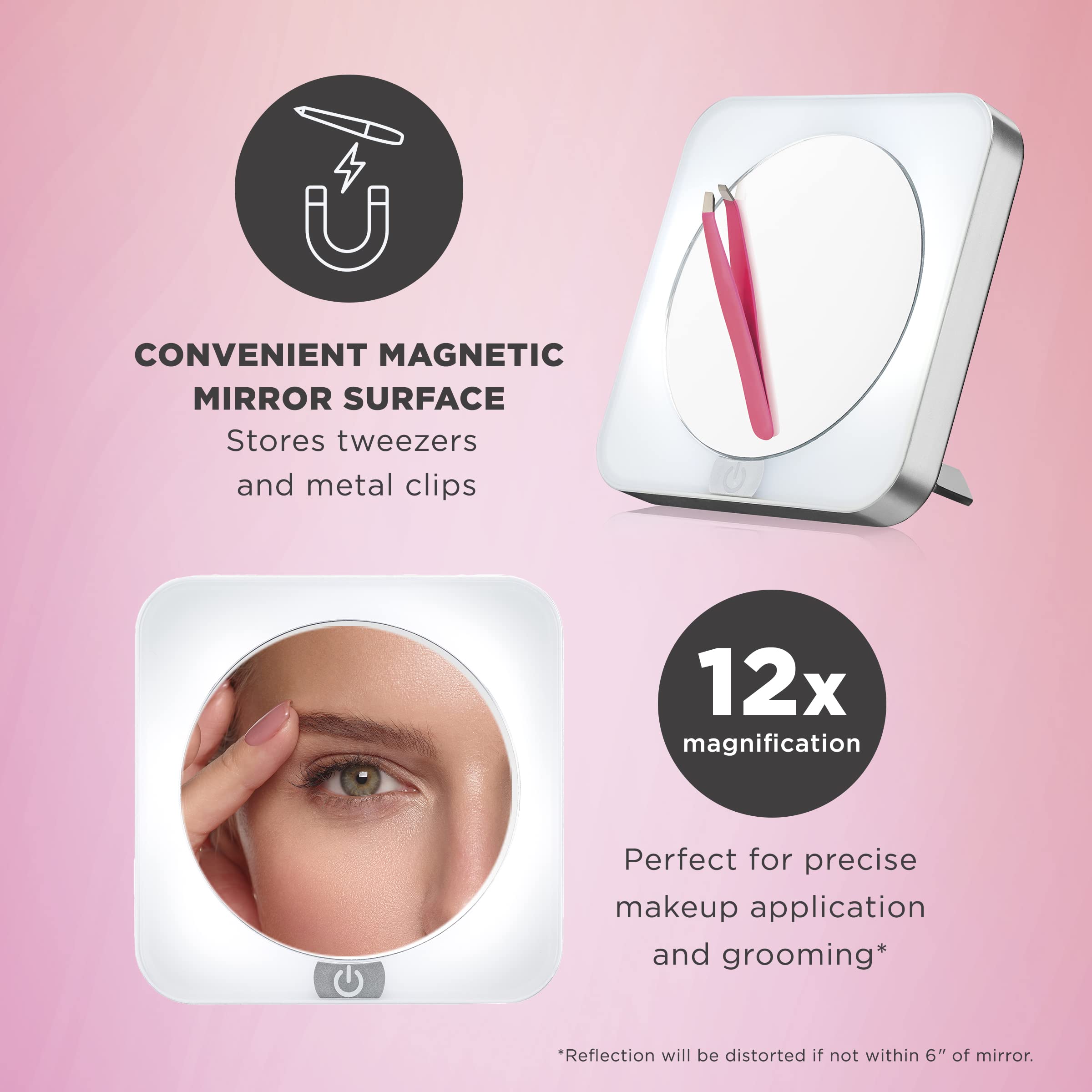 Conair Battery Operated Lighted Makeup Mirror ~ 12x Magnification Spot Mirror with LED Lighting