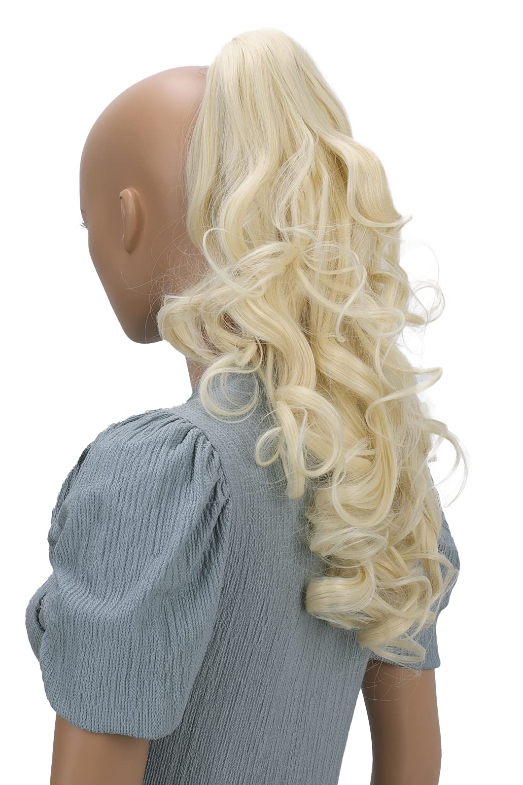 22 & 160g Hair Piece Pony Tail Extension (LIGHT BLONDE MIXPLATINUM) Very Long & Voluminous VERY CURLED (hand made) Wavy Heat-Resisting