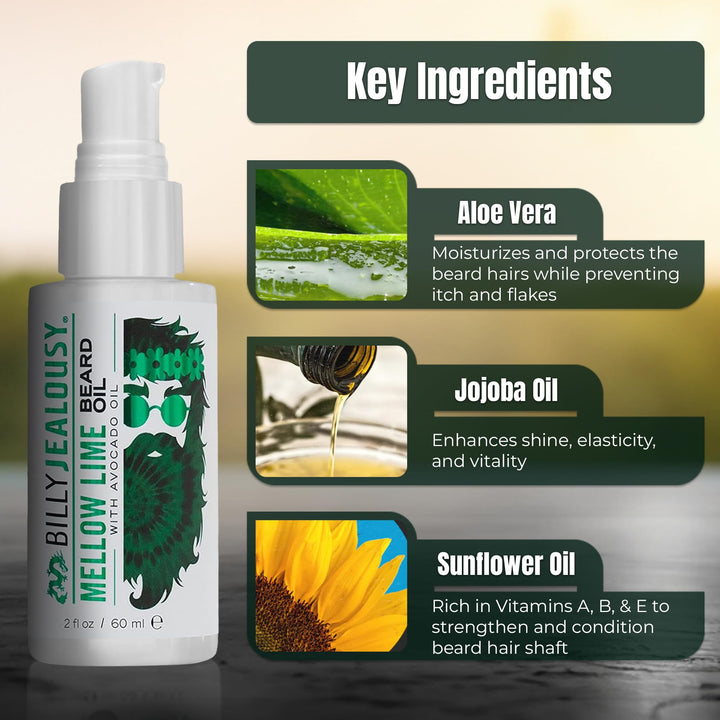 Billy Jealousy Mellow Lime Beard Oil With Avocado Oil 60ml/2oz
