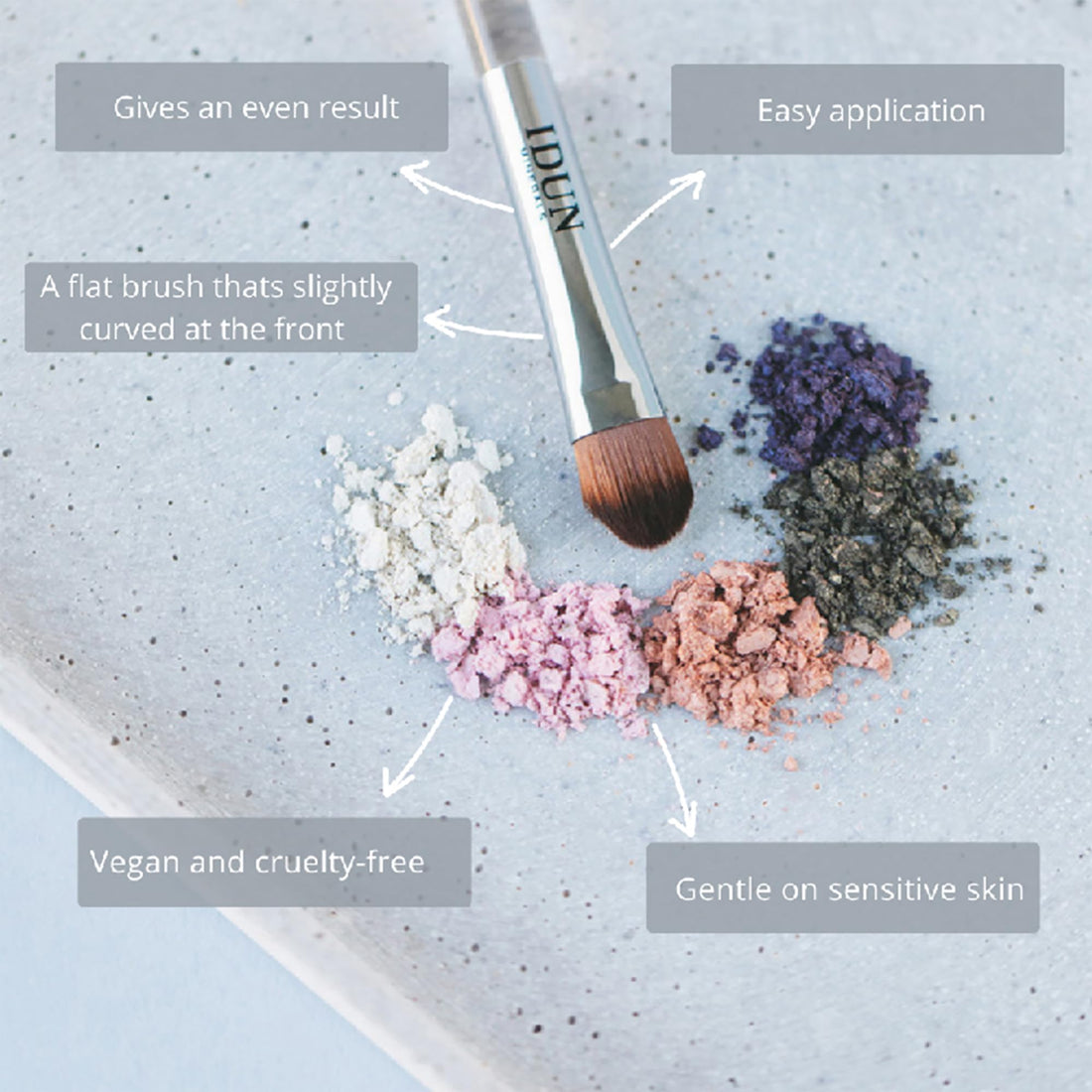 Idun Minerals - Eyeshadow Brush - Slender Soft Bristles - Perfectly Rounded Contour - Picks Up And Deposits Color In A Smooth Stroke - Easily Buildable Effect - Natural Flawless Application - 1 Pc