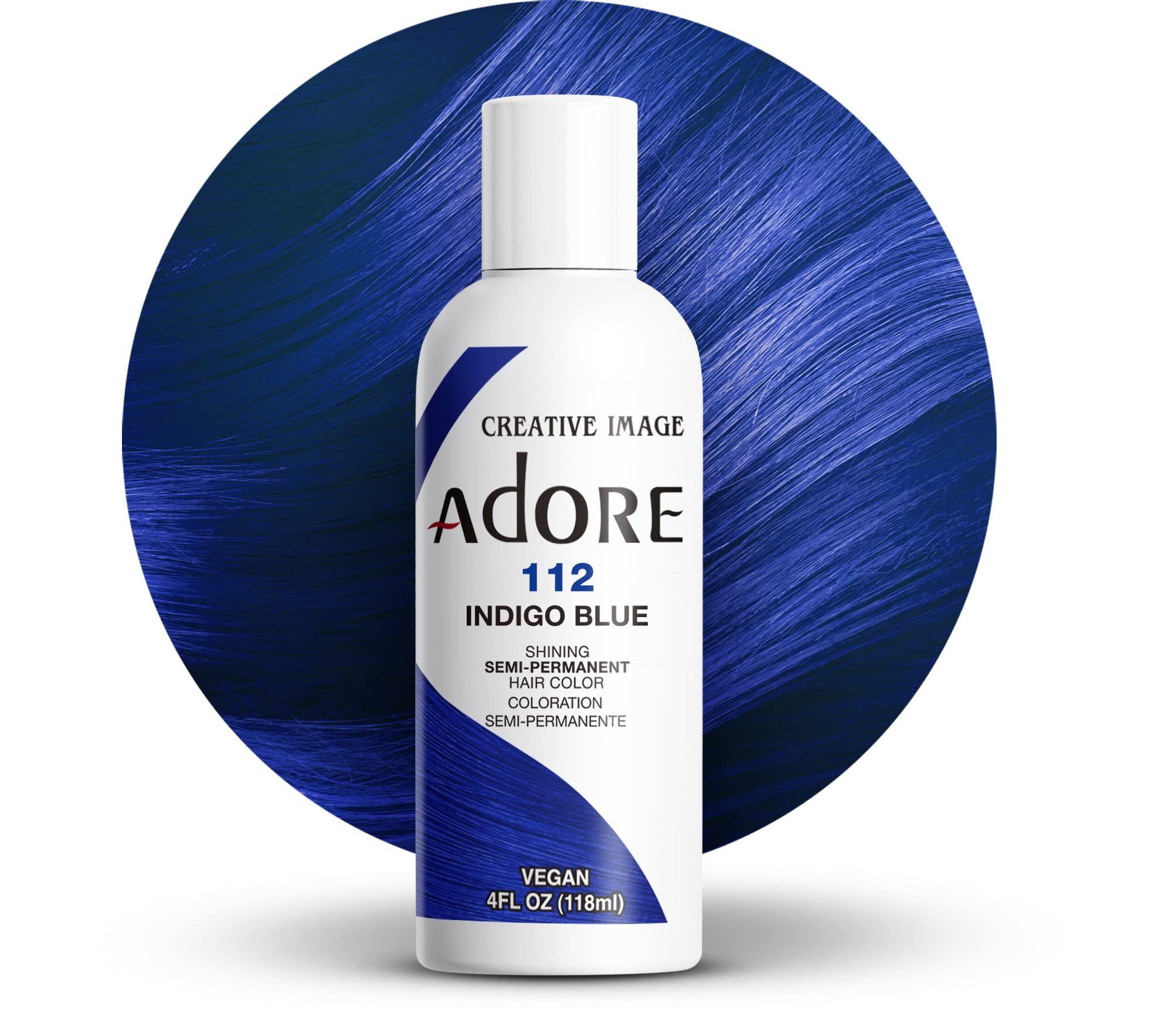 Adore Semi-Permanent Haircolor #112 Indigo Blue 4 Ounce (118ml) (3 Pack)