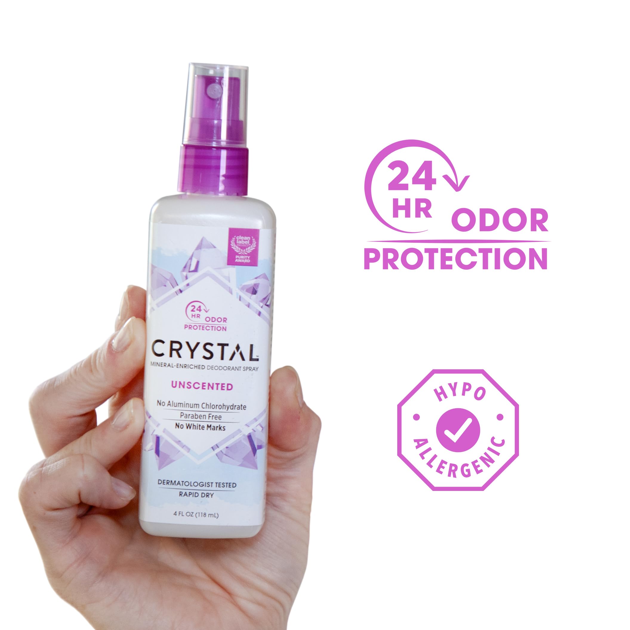 Crystal Body Deodorant Spray, Unscented, 4 Ounce (Pack of 6)