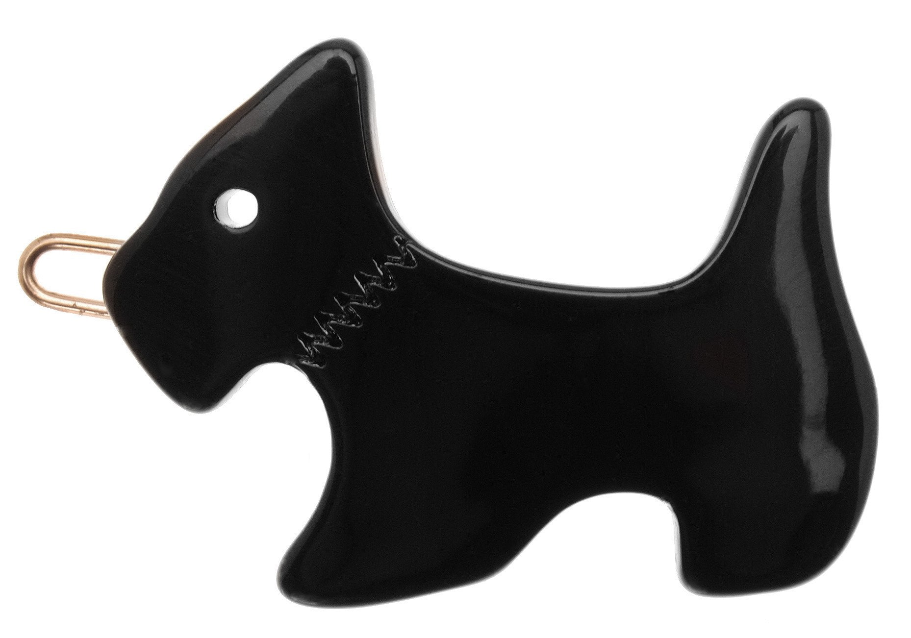 Black : France Luxe Mini Scotty Dog on Tige Boule Barrette - Black