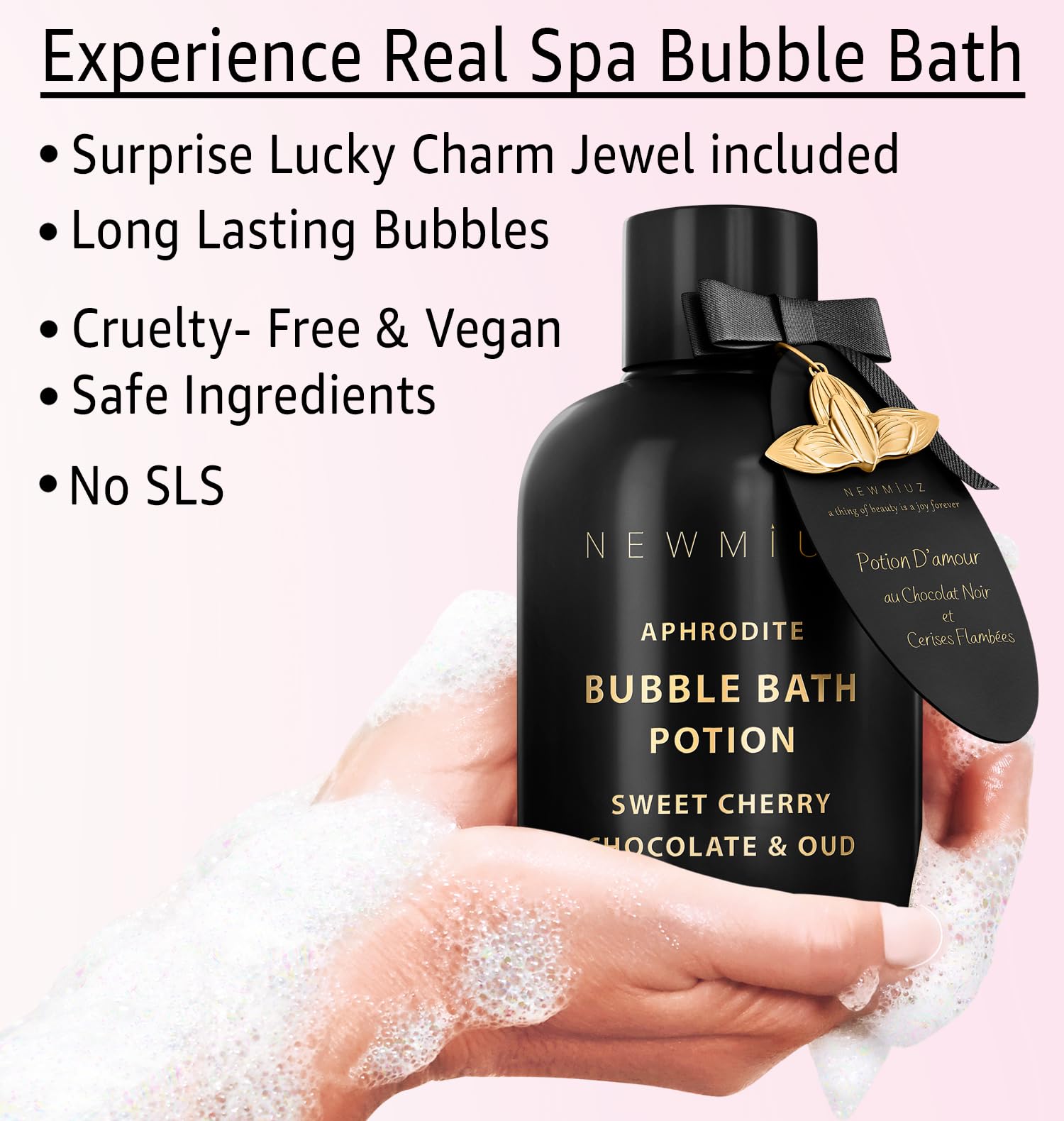 Premium Bubble Bath Long Lasting Foaming Bubbles Romantic Bath for Couples Cherry Chocolate Oud Moisturizing Relaxing Stress Relief Calming Spa Gift
