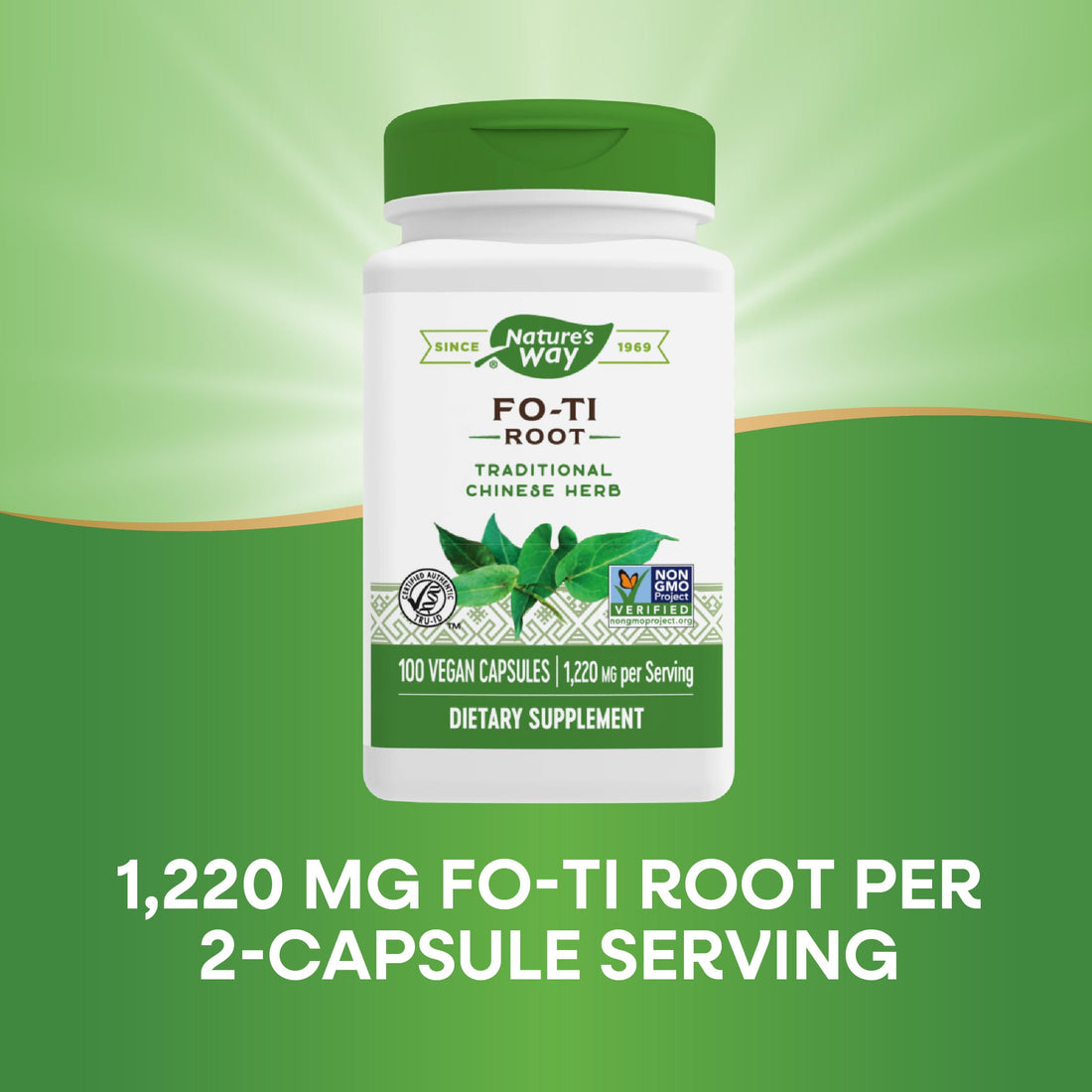 Nature's Way Fo-Ti Root, Traditional Chinese Herb, 1,220 mg per serving, 100 Vegan Capsules