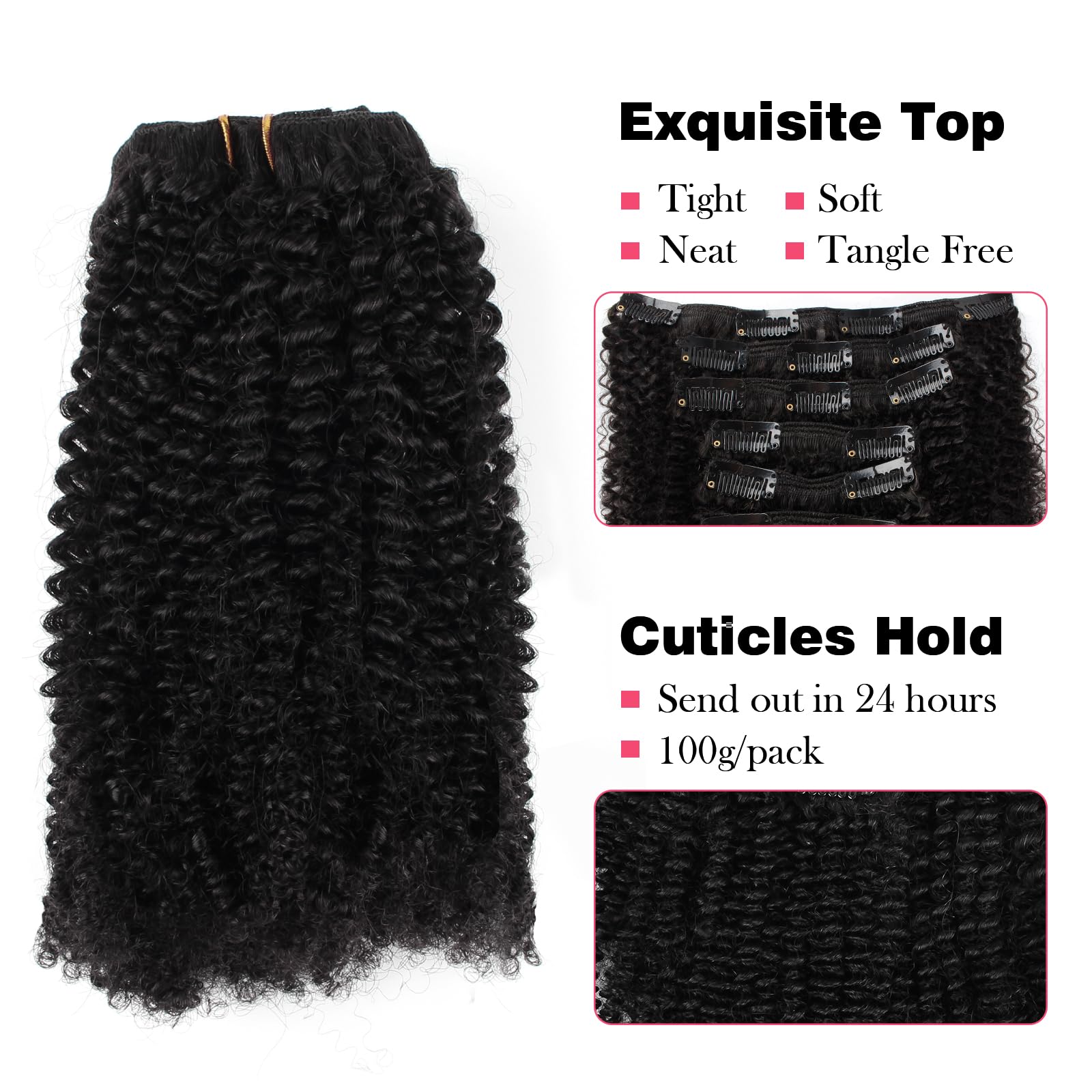 Sassina Top 8A Grade Remy Hair Extensions Clip in For Black Women Natural Black Afro Kinky Coily Clip in Human Hair Double Wefts 120 Grams 7 Pieces/Set With 17 Clips 4AC 12 Inch: 12 inch, Afro Coily