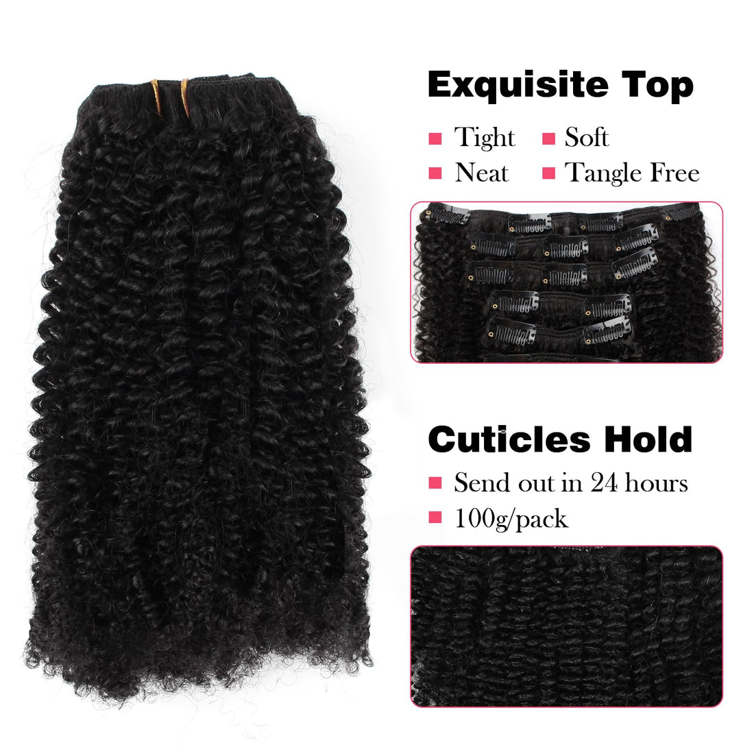 Sassina Top 8A Grade Remy Hair Extensions Clip in For Black Women Natural Black Afro Kinky Coily Clip in Human Hair Double Wefts 120 Grams 7 Pieces/Set With 17 Clips 4AC 12 Inch: 12 inch, Afro Coily